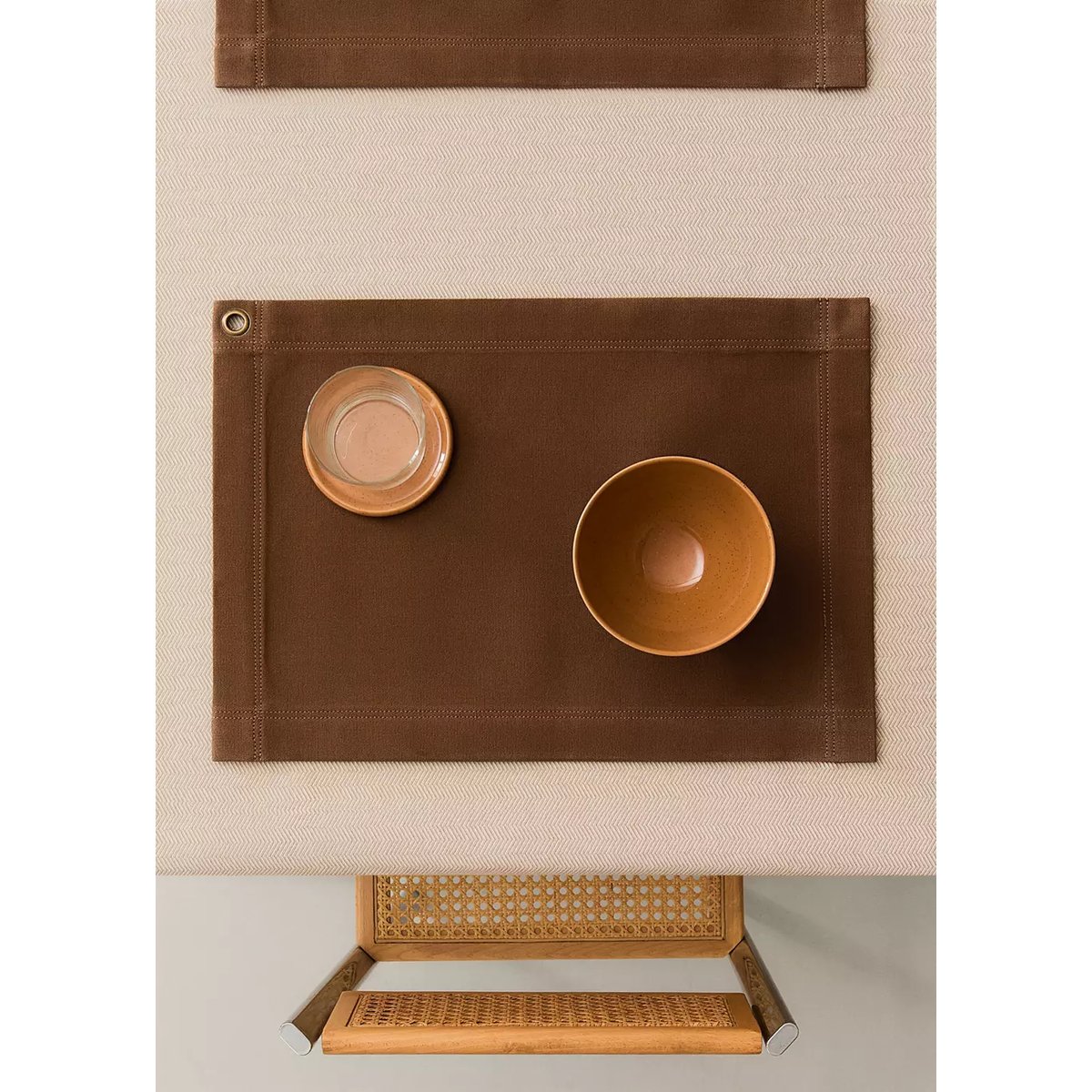 Set de table en coton et toile cirée marron, MANGO HOME