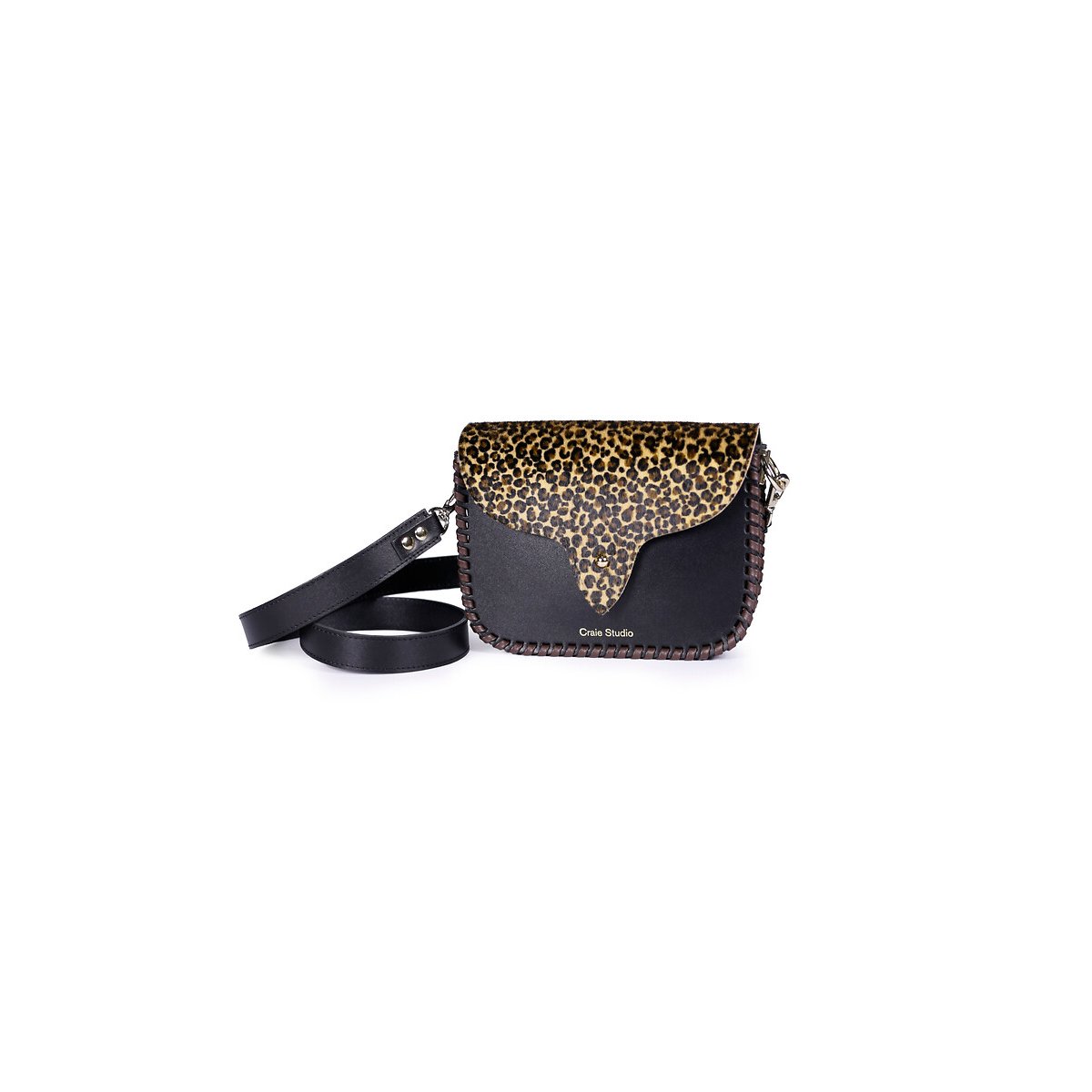 Sac besace en cuir imprimé léopard, WEST léopard/noir, CRAIE STUDIO