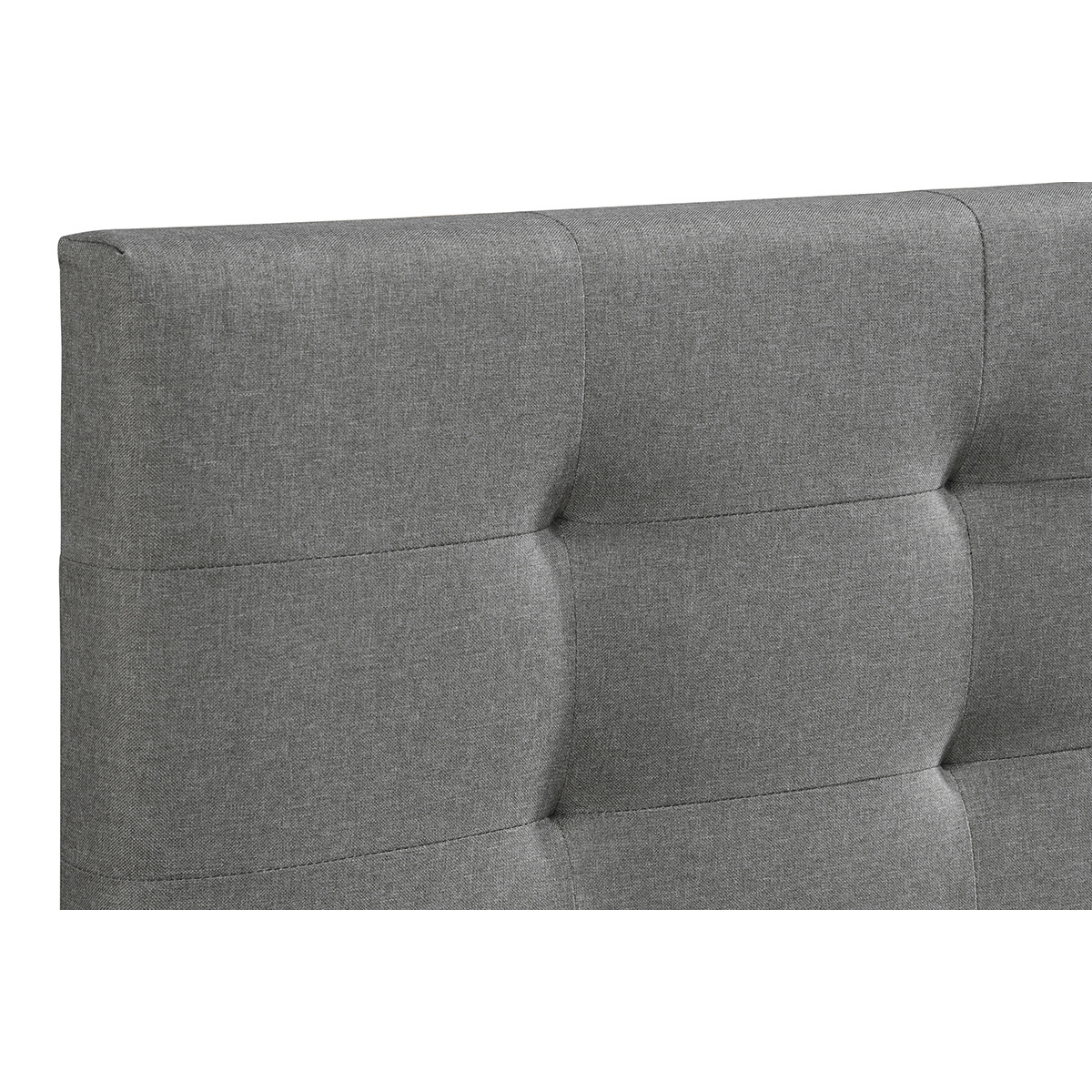 Lit 2 places 180x200 cm en tissu gris capitonné MARQUISE gris, MILIBOO