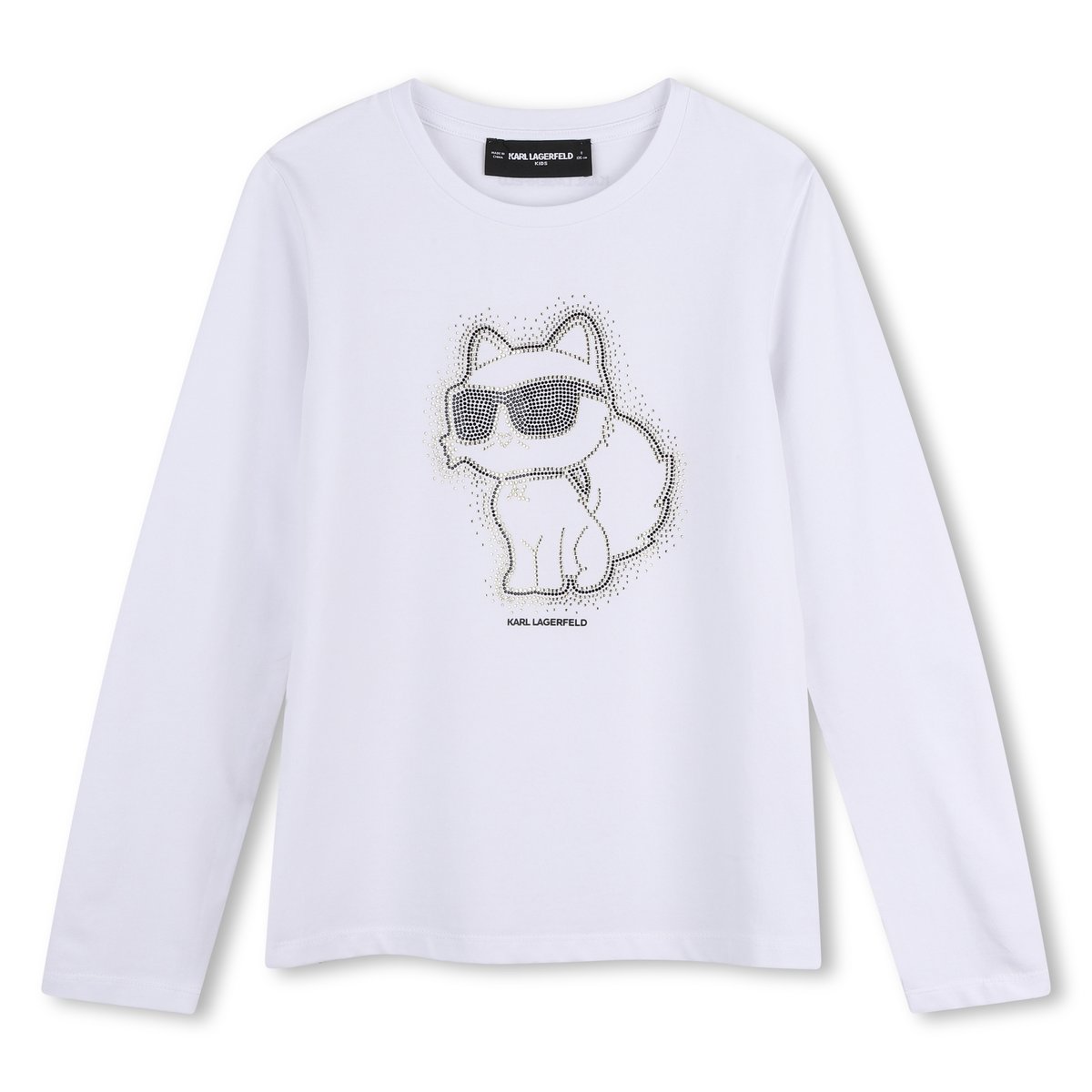 Tee-shirt manches longues blanc, KARL LAGERFELD KIDS