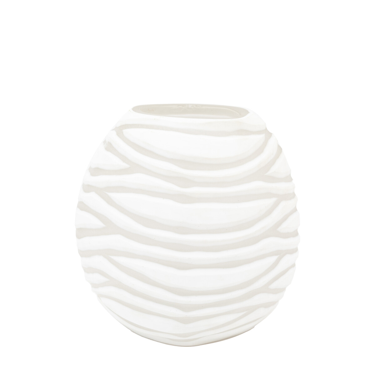 Andorra Handblown 20cm Carved Glass Vase white, ÉDITÉ