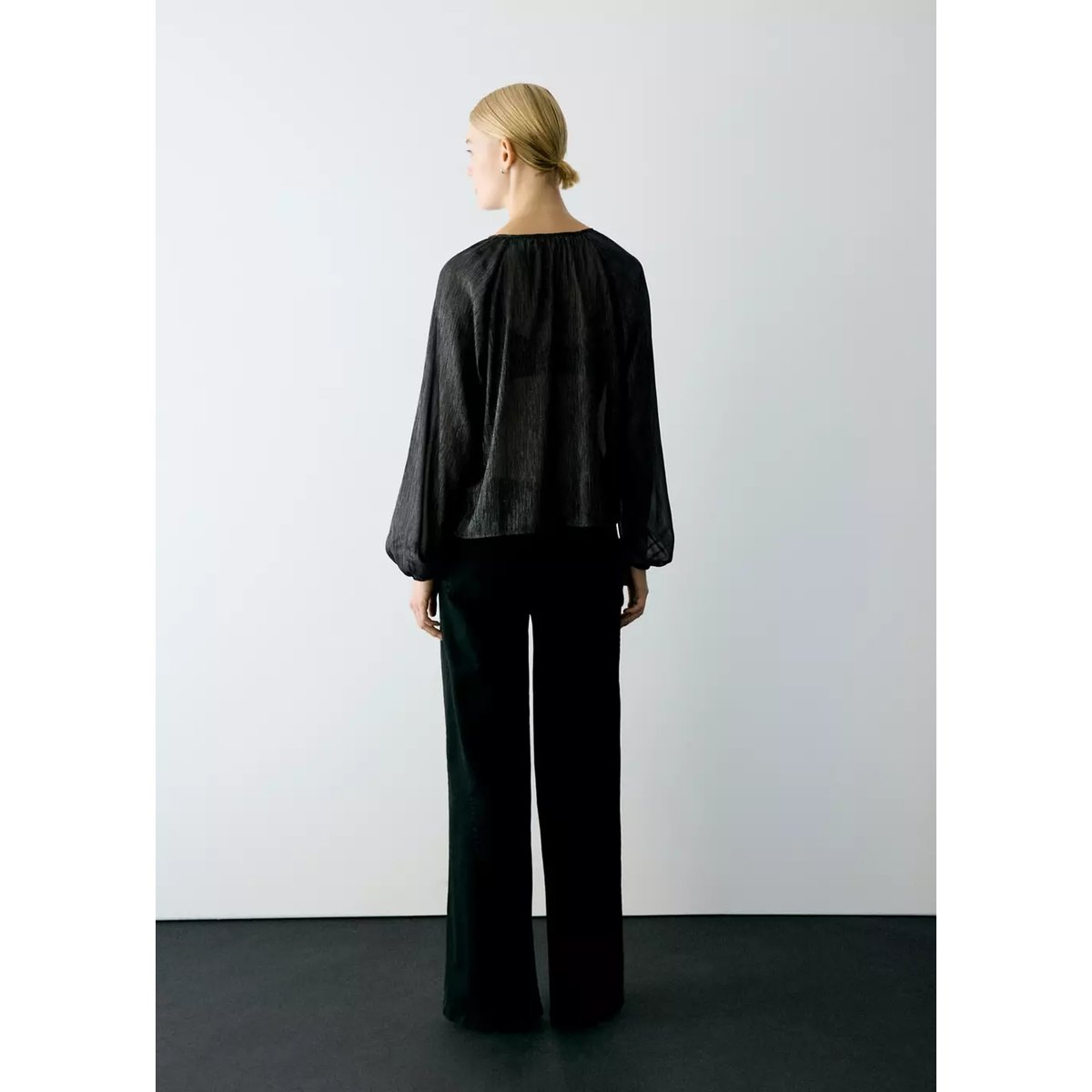 Blouse en fil métallisé détail boutons noir, MANGO TEEN
