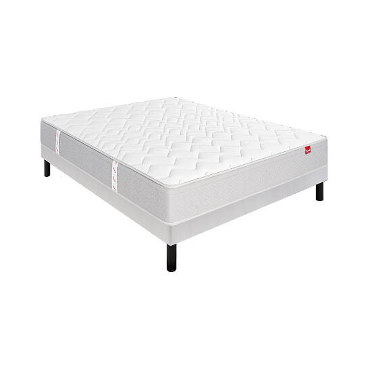 Ensemble matelas 620 ressorts L'ailleurs + sommier blanc/gris souris, EPEDA