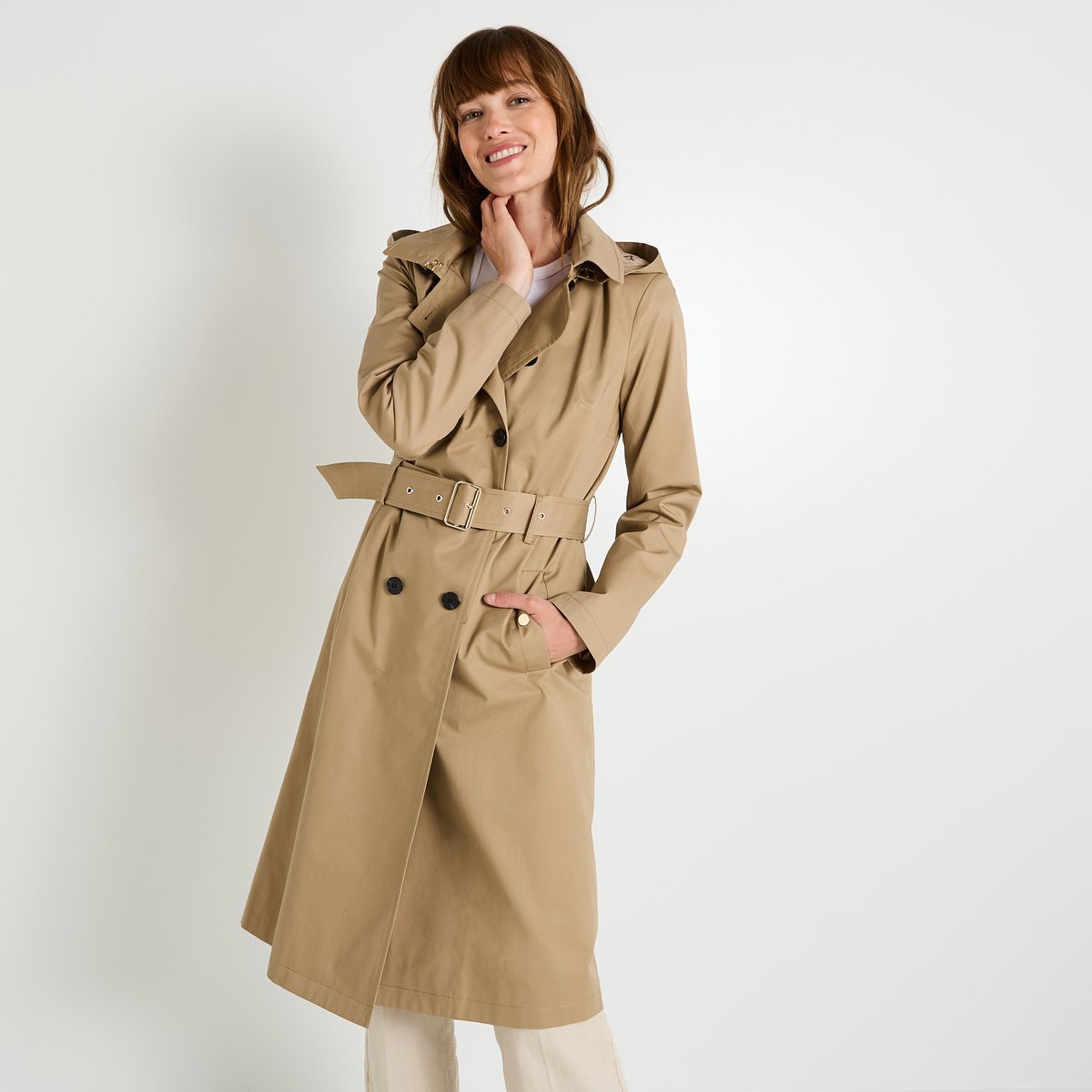 Trench long marron camel, GRAIN DE MALICE