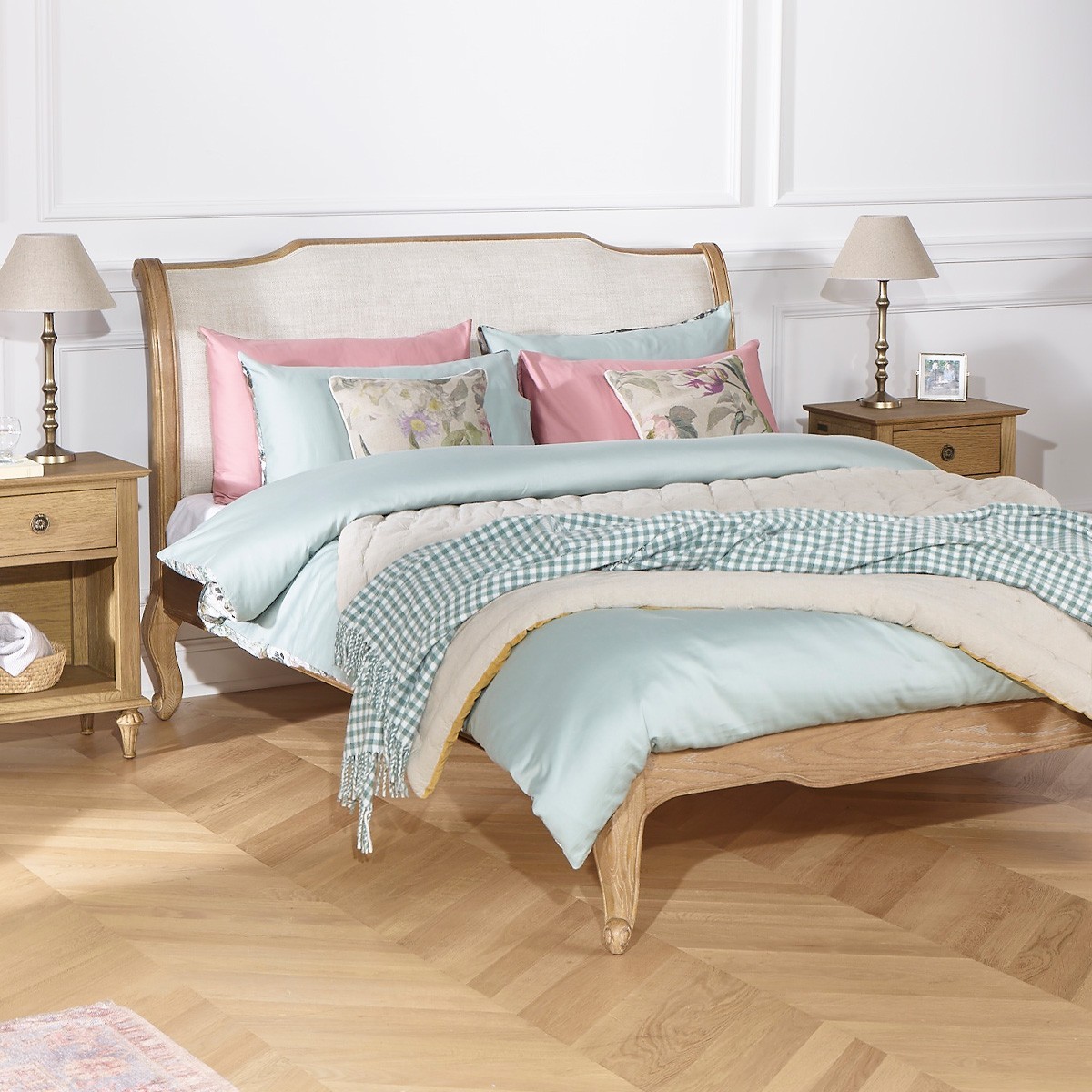 Lit 160x200 en chêne et lin premium ELIZA marron, ROBIN DES BOIS