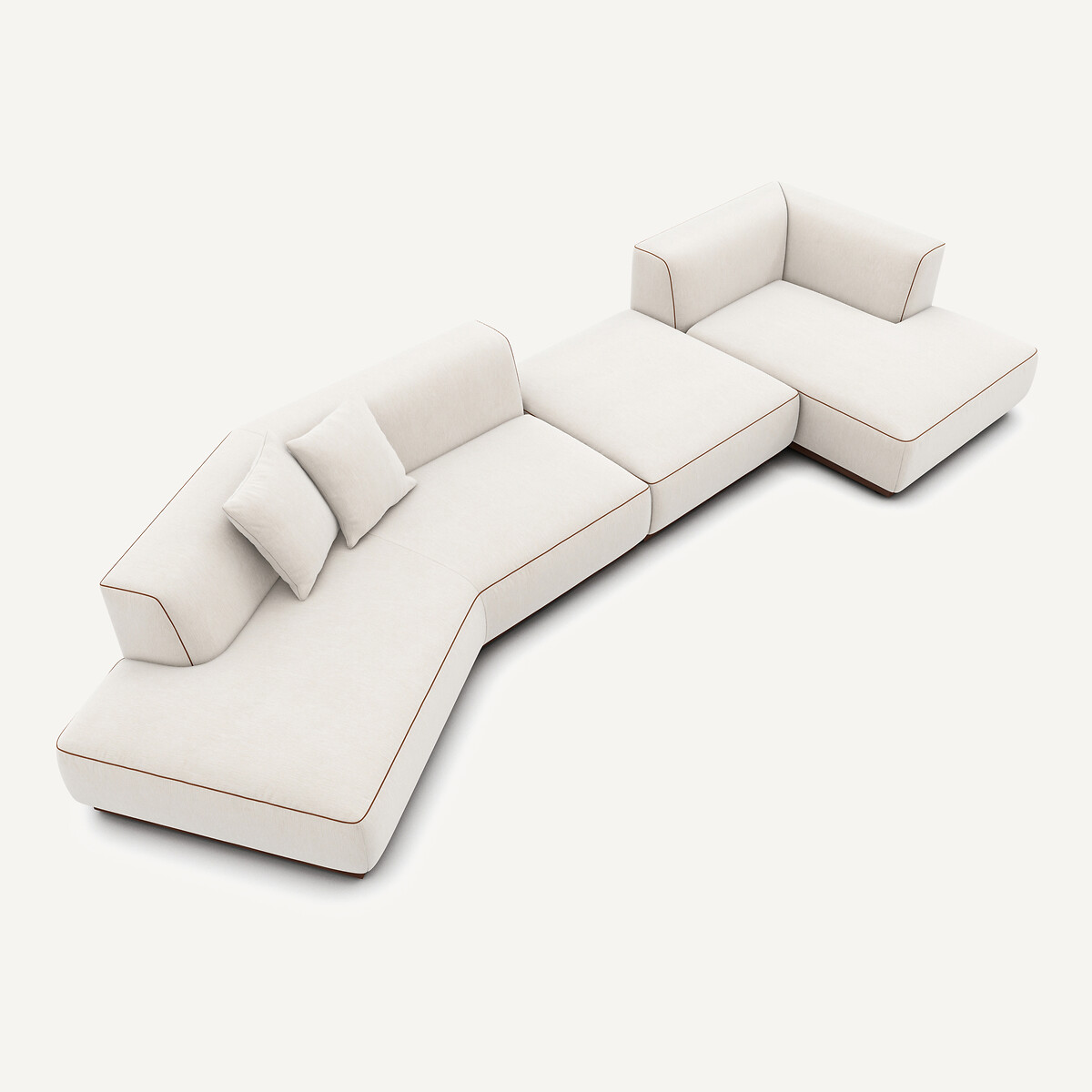 Canapé d'angle droit ouvert avec repose-pieds en velours chenillé, JACOPO blanc, AM.PM
