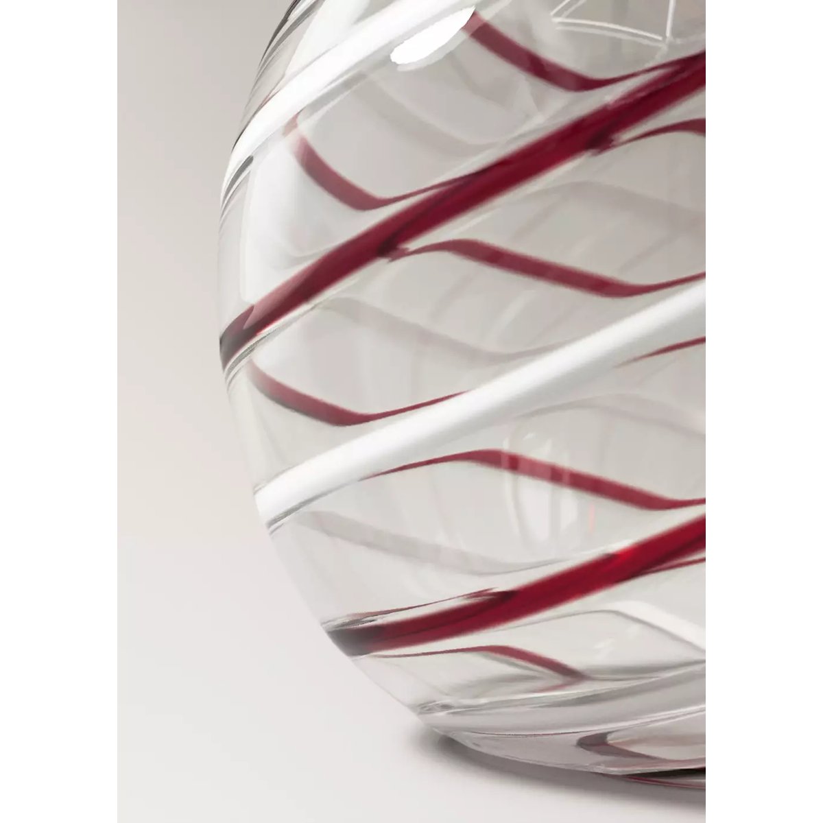 Grand vase en verre à rayures rouge, MANGO HOME
