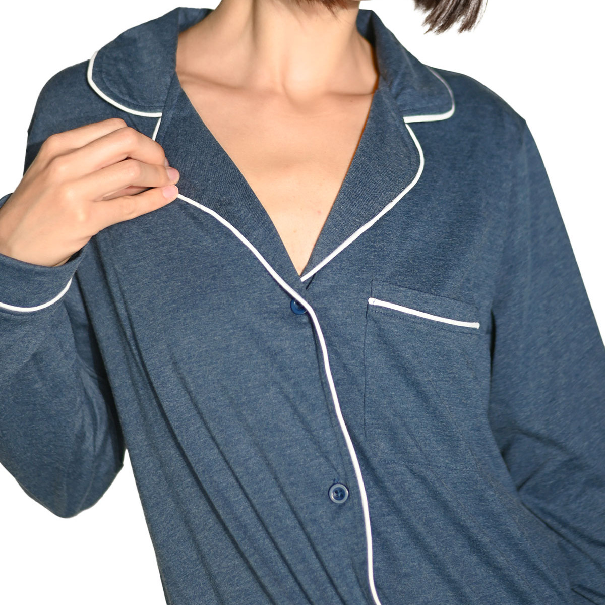 Chemise de nuit chambray MILA bleu nuit, SENSEI MAISON
