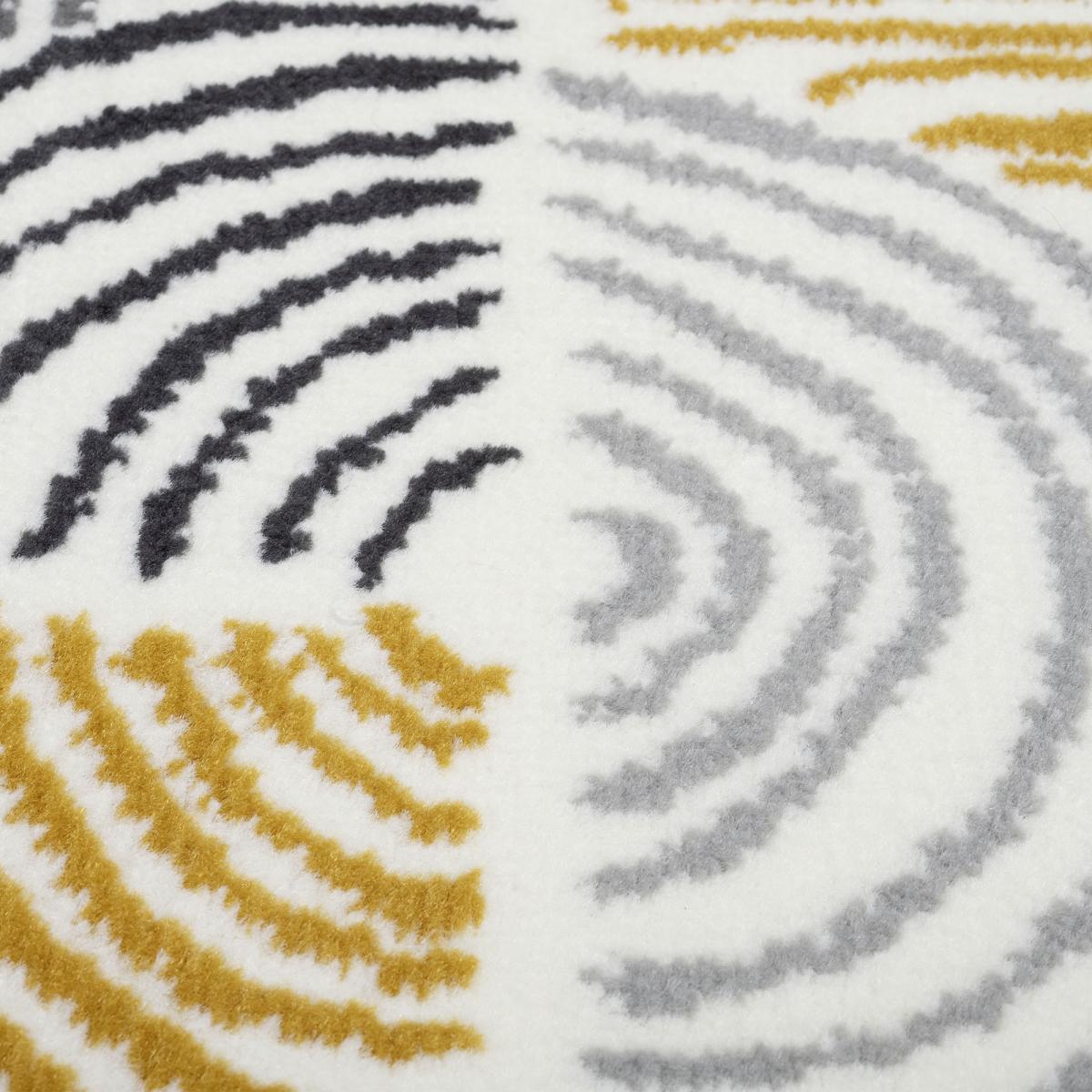 Tapis salon LYN1 ETNI, motif géométrique graphique, moderne jaune, crème, noir, UN AMOUR DE TAPIS