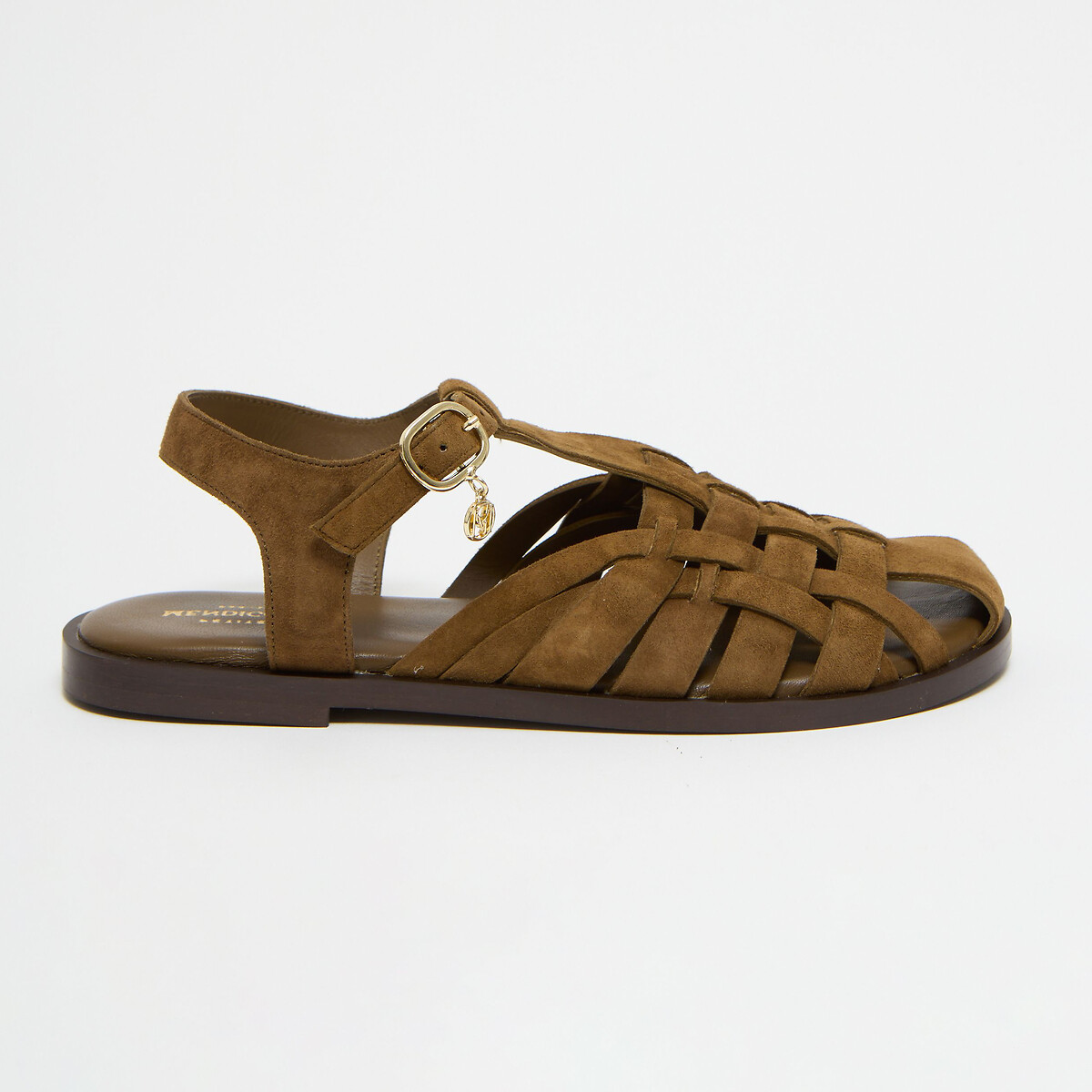 Sandales plates en cuir suédé, COELO bronze, PETITE MENDIGOTE