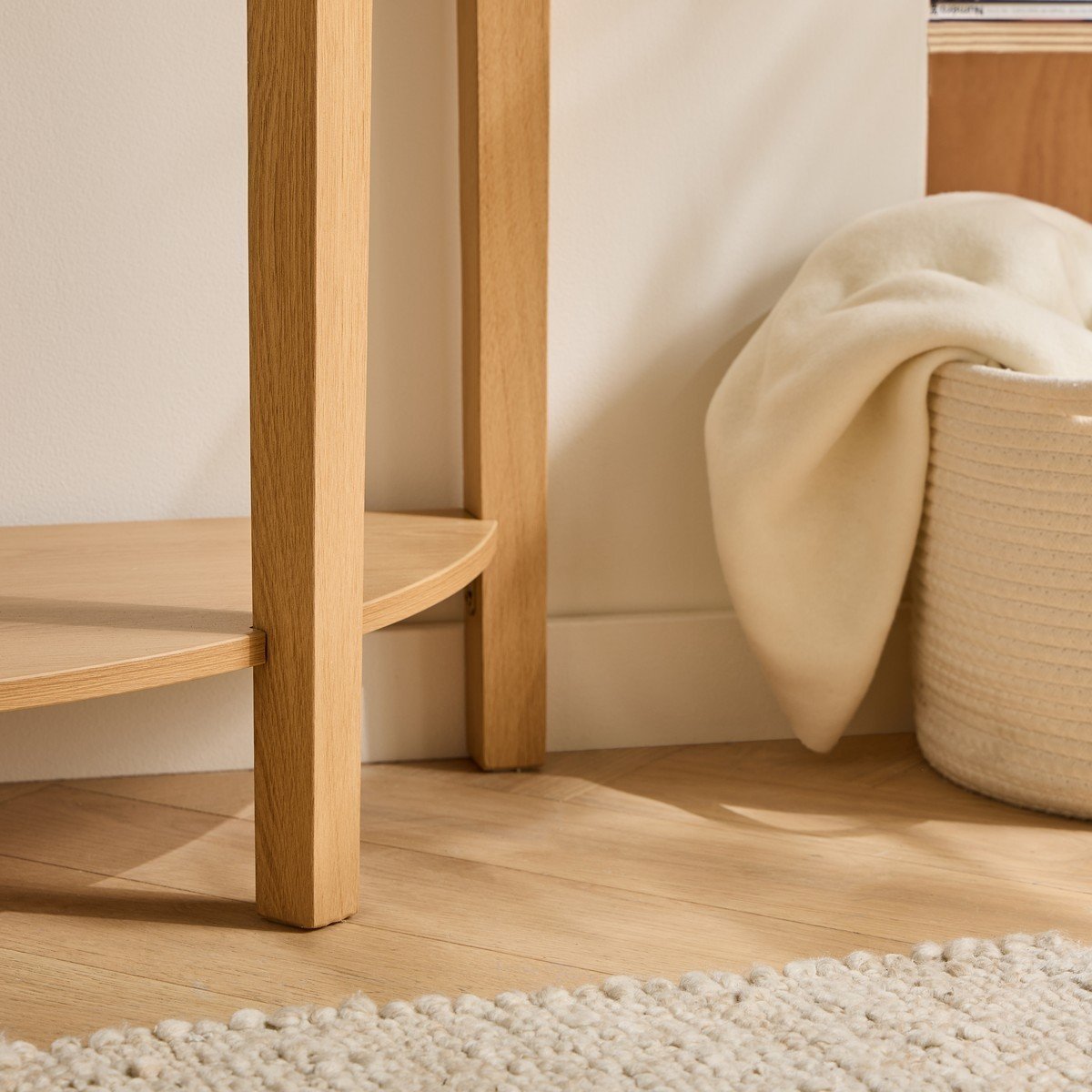 Console arrondie avec effet vague à 2 niveaux H76 cm - BOLOGNE bois clair, CALICOSY