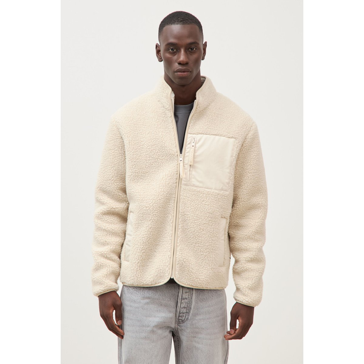 Veste droite sherpa col montant sable, BONOBO