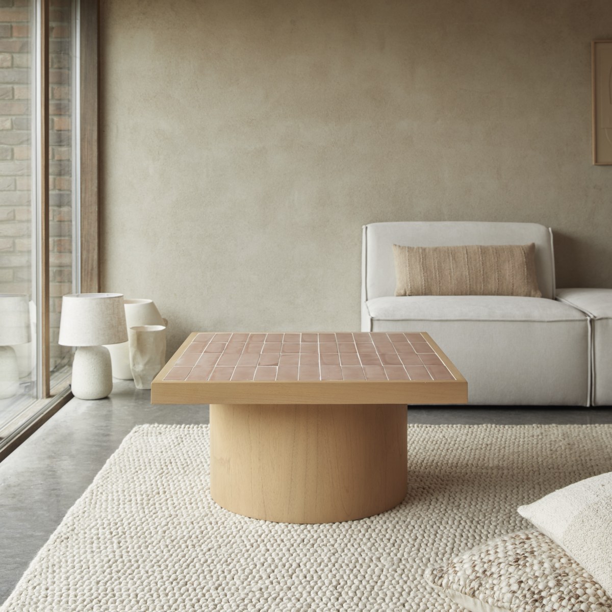 Table basse en mindi et céramique KAREL naturel, TIKAMOON