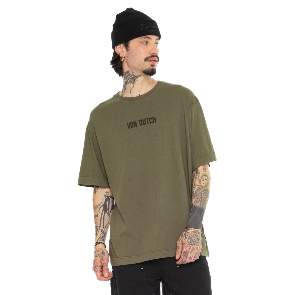 Tee shirt coton PABLO kaki/noir, VON DUTCH