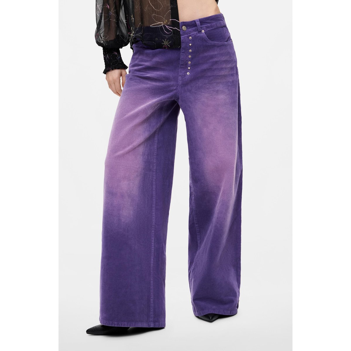 Pantalon en microvelours à jambe large rouge, DESIGUAL