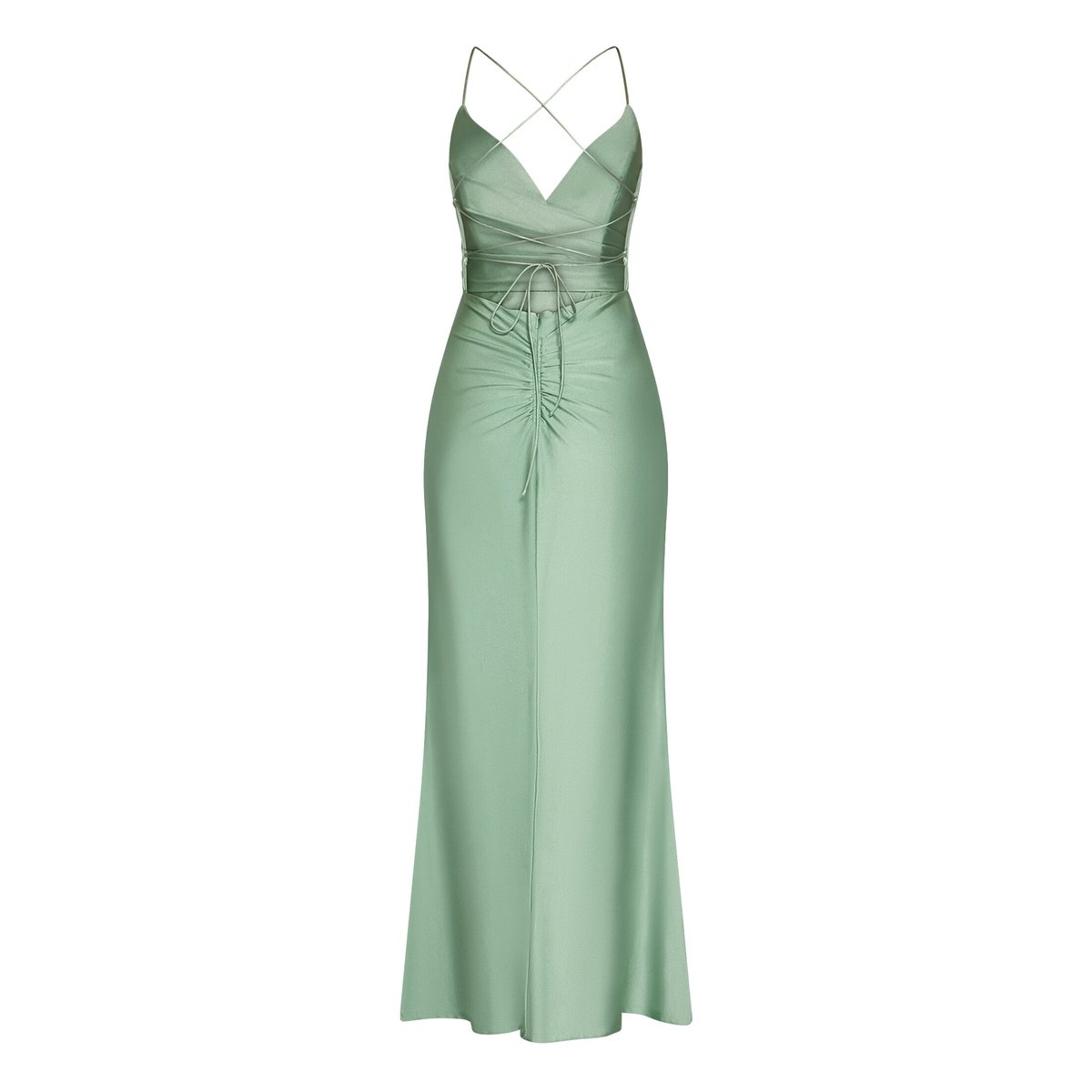 Robe de soirée dos-nu foggy green, VERA MONT