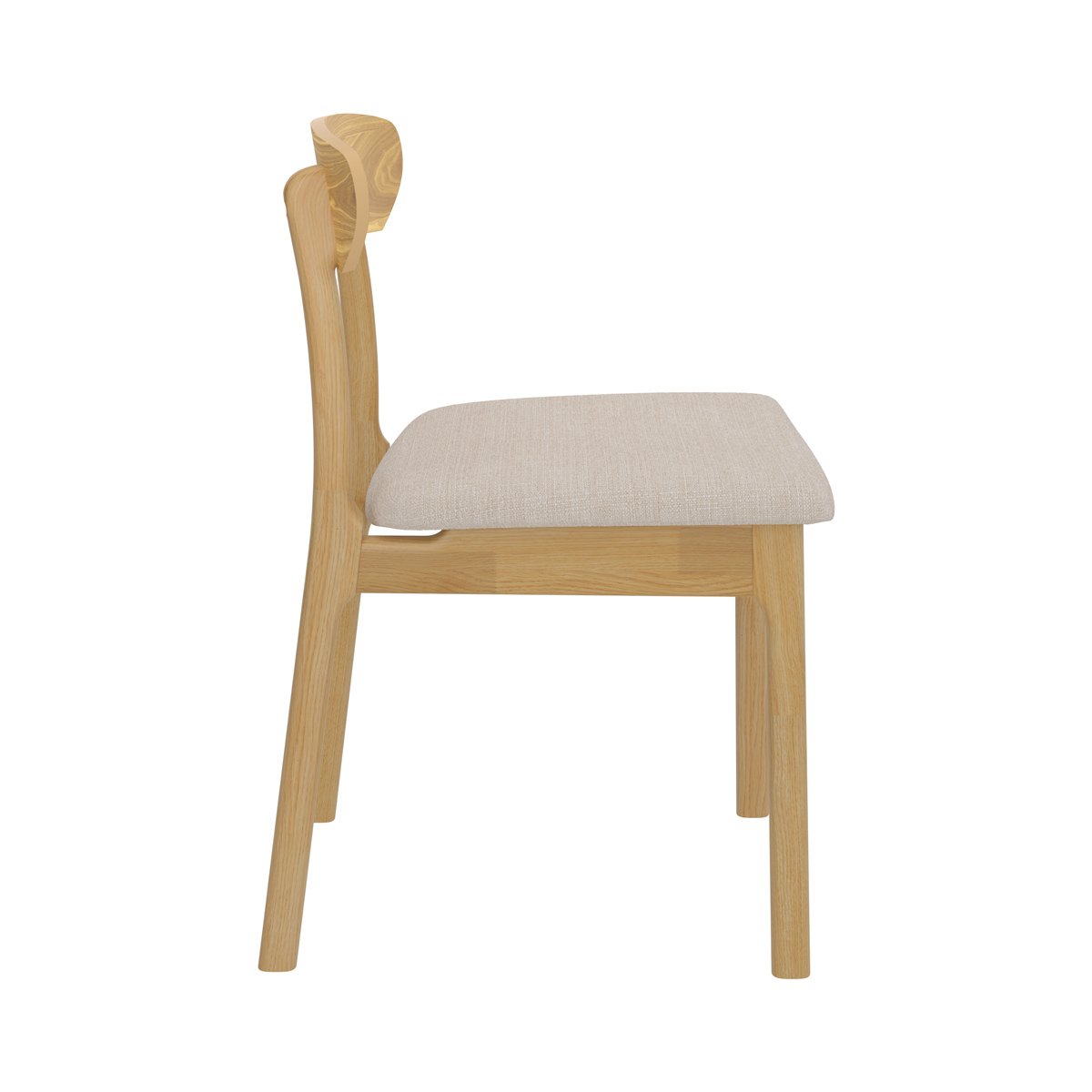 Lot de 2 chaises en tissu - LANA beige et bois clair, MAISON PAVANE