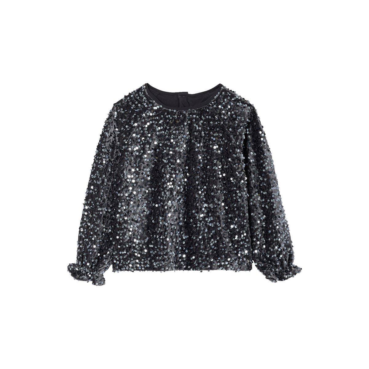 Blouse noël à sequins argent, VERTBAUDET