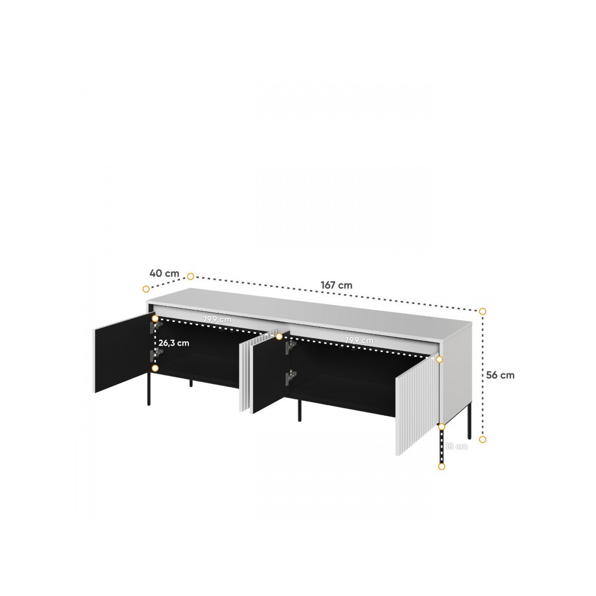 Meuble TV 167 cm panneaux de particules, LENARA blanc, BOBOCHIC