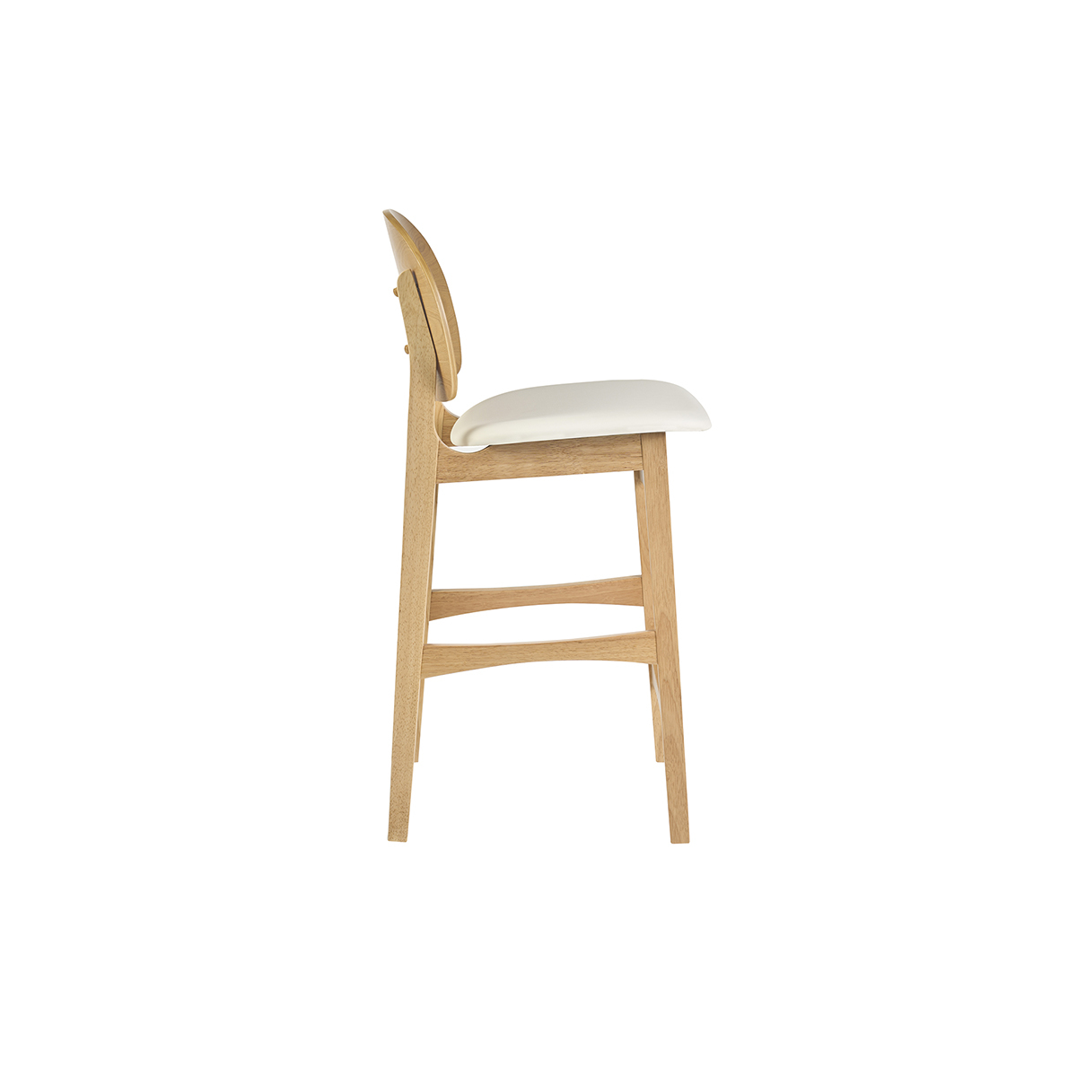 Tabourets scandinaves en bois clair frêne et blanc H68 cm (lot de 2) ELTON blanc, MILIBOO