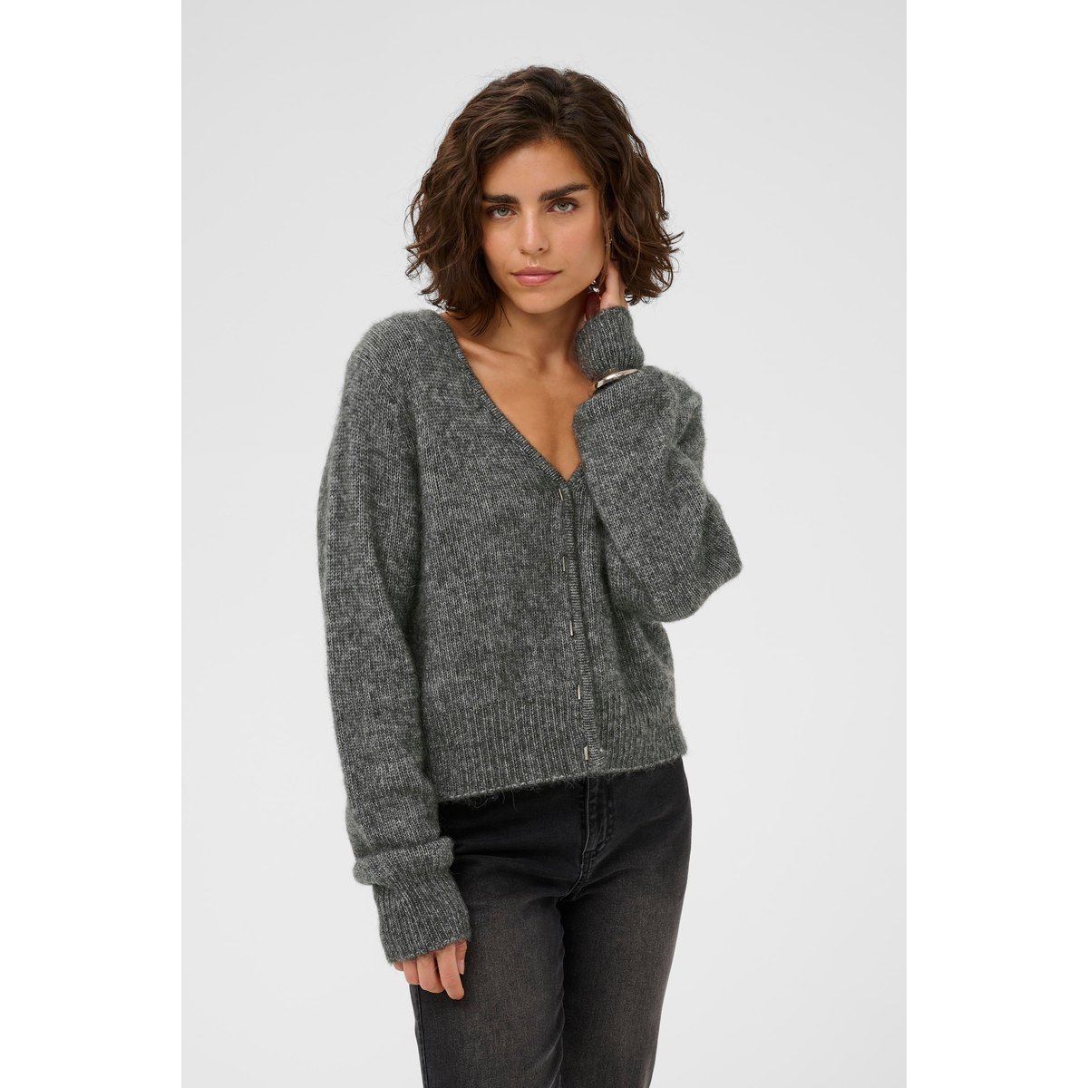 Cardigan à tricot gris dark grey melange, KAFFE