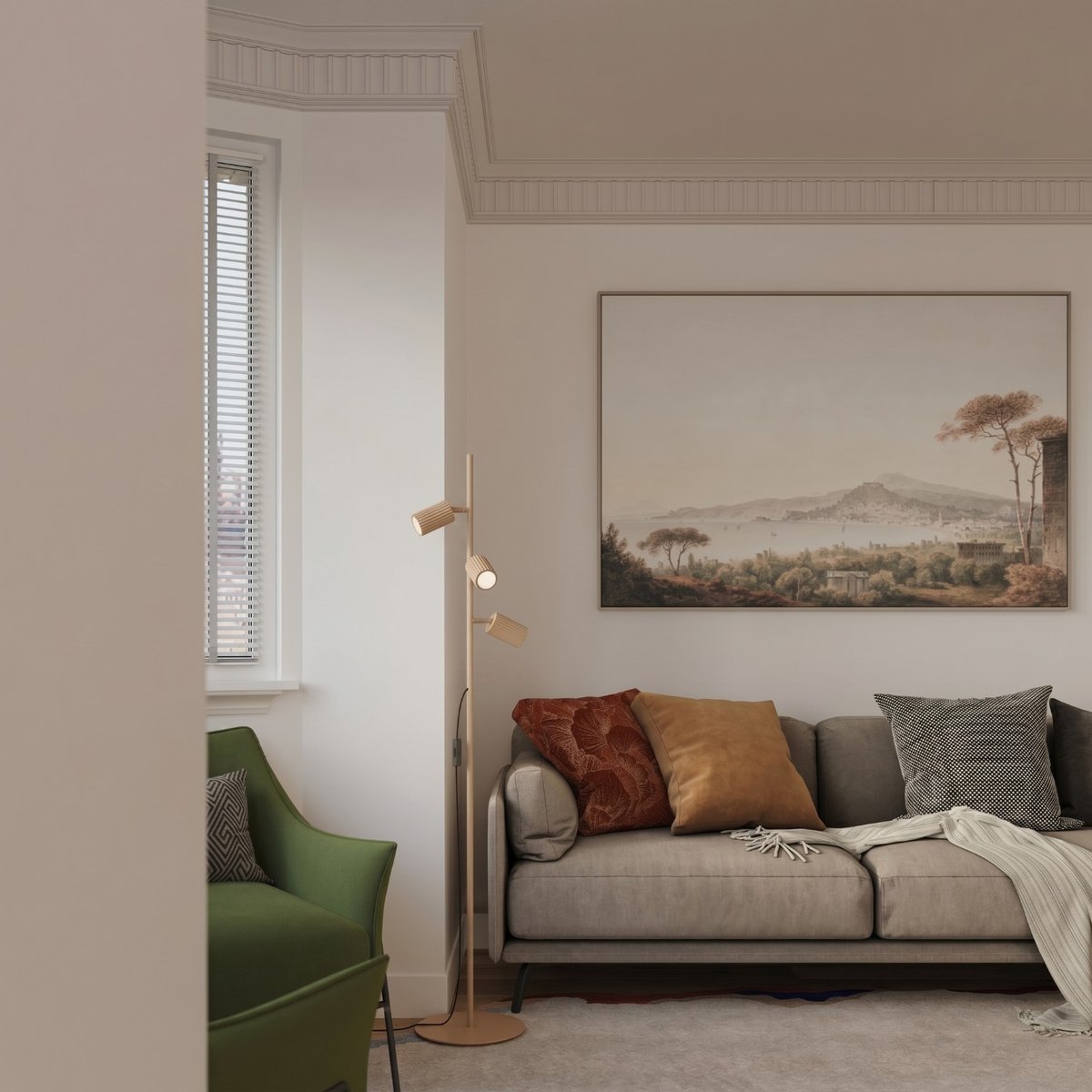 Lampadaire Aluminium Doré GU10 3 KARBON doré, EDEN