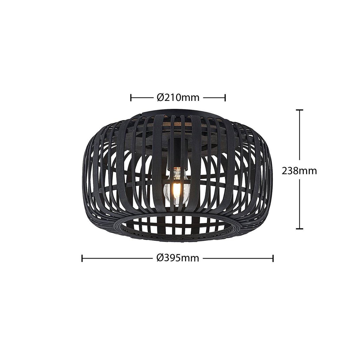 Plafonnier en bois traditionnel, Canyana noir, LINDBY
