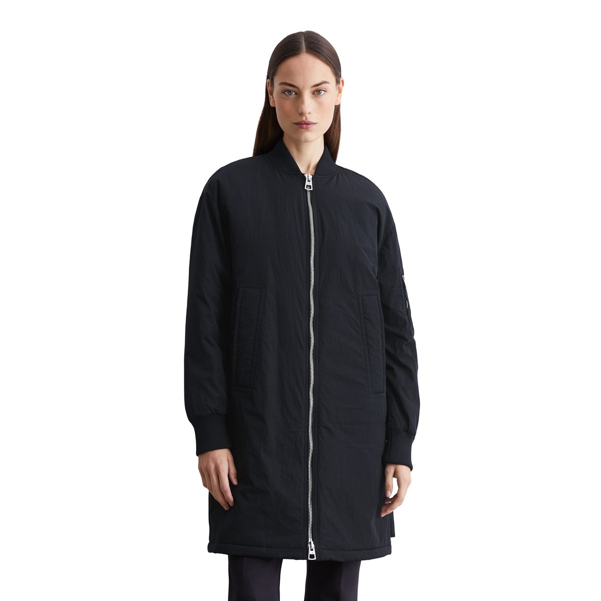 Manteau blouson regular en nylon froissé bleu foncé, MARC O'POLO