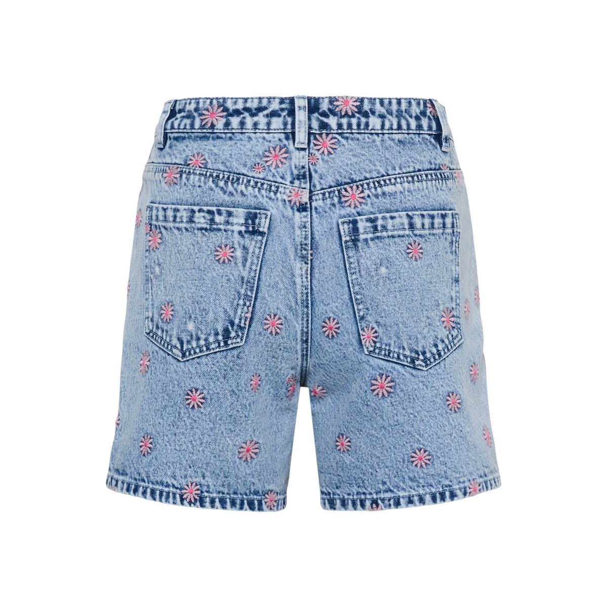 Shorts en jean bleu blue denim/pink flower emb., KAFFE