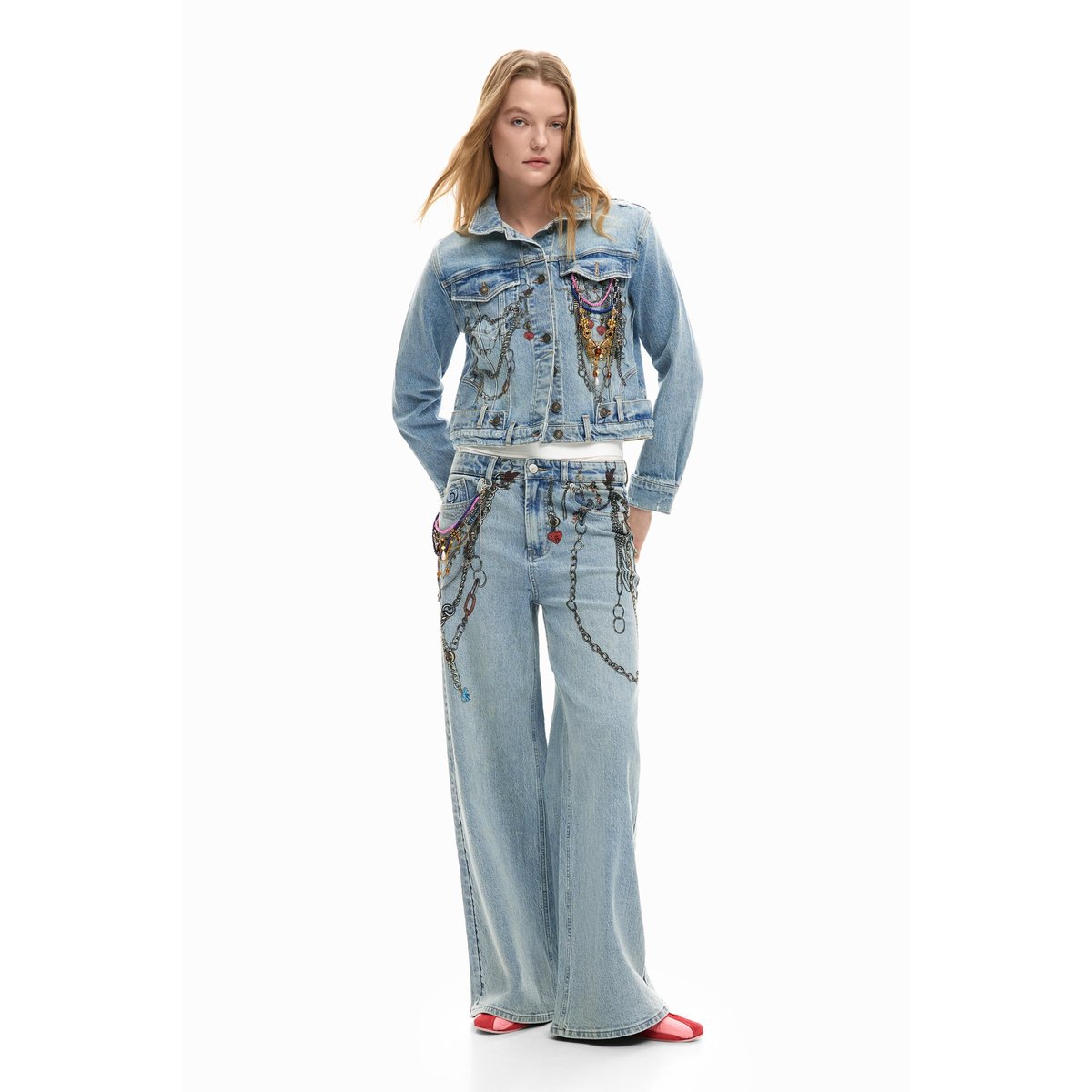 Veste en denim imprimée bleu clair, DESIGUAL