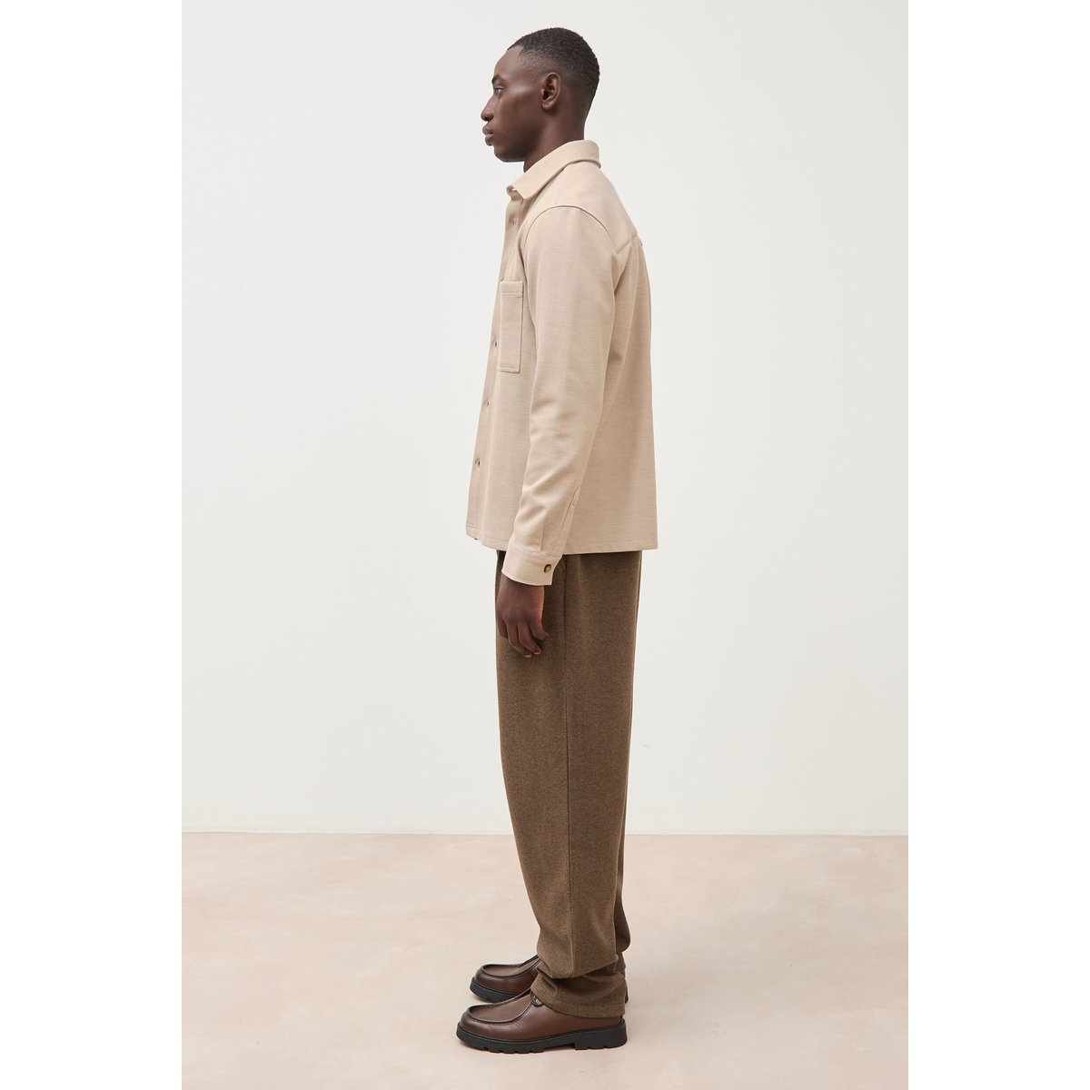 Surchemise droite col américain beige, BONOBO