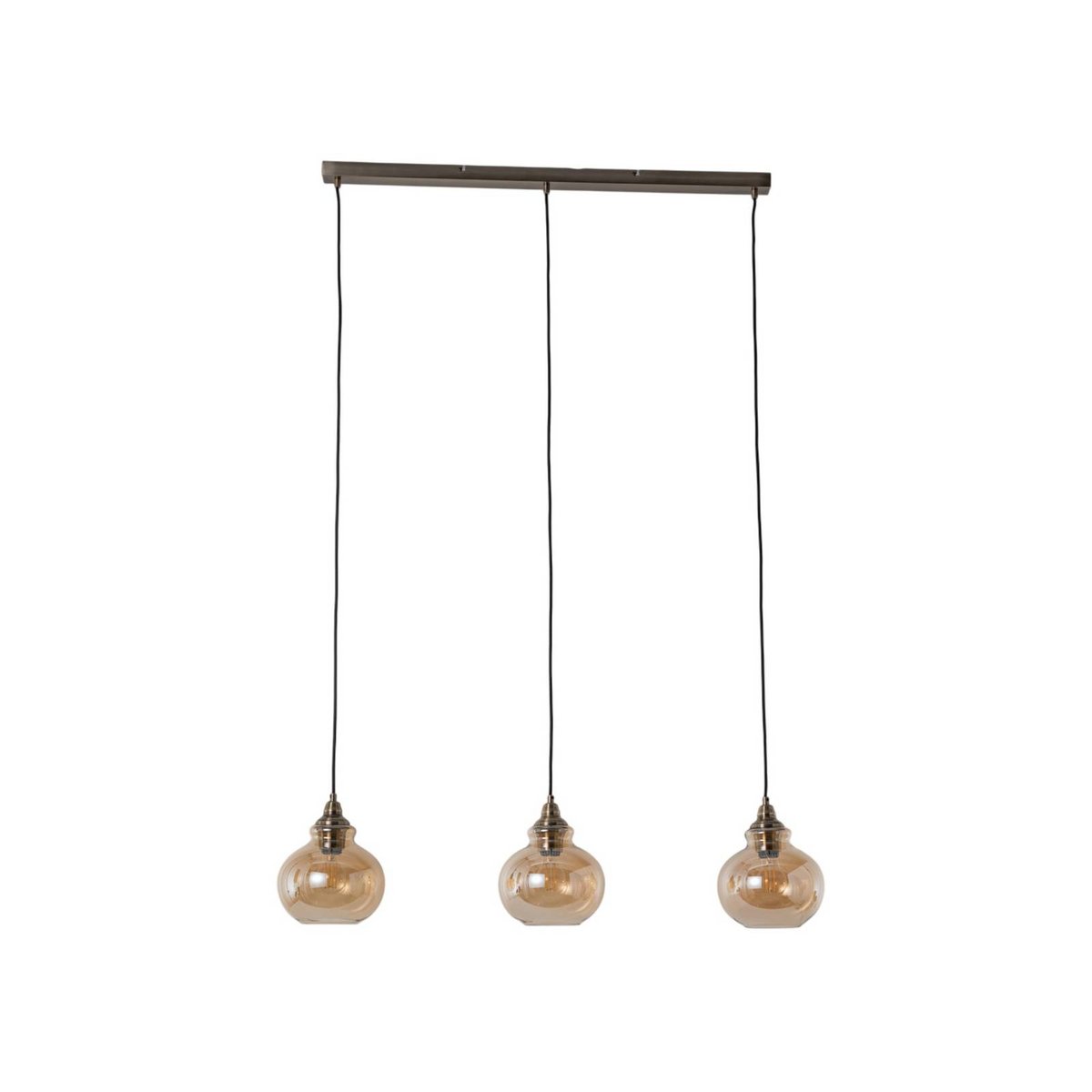 Suspension en verre vintage, Tymoni ambre, laiton ancien, LINDBY