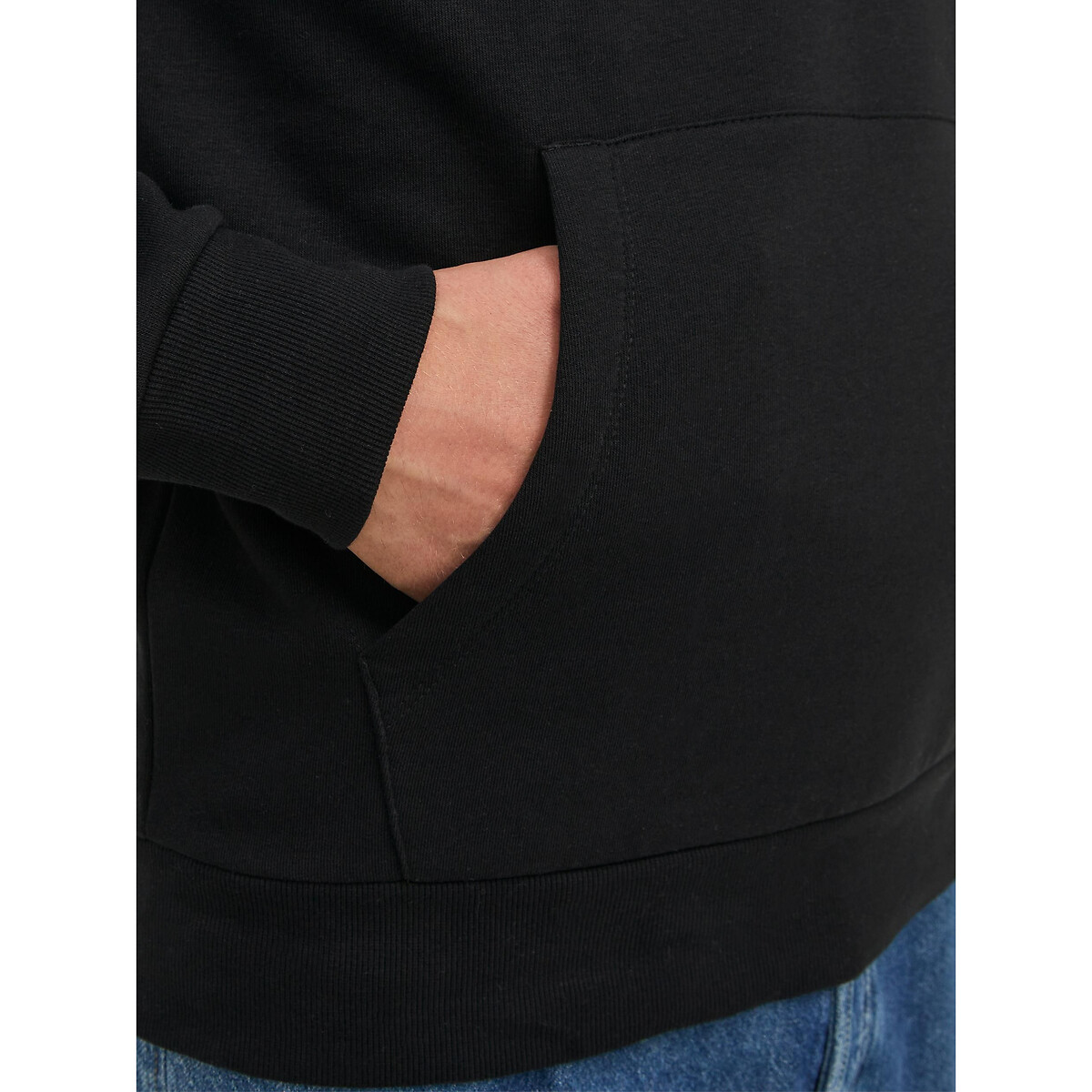 Sweat capuche fixe noir, JACK & JONES