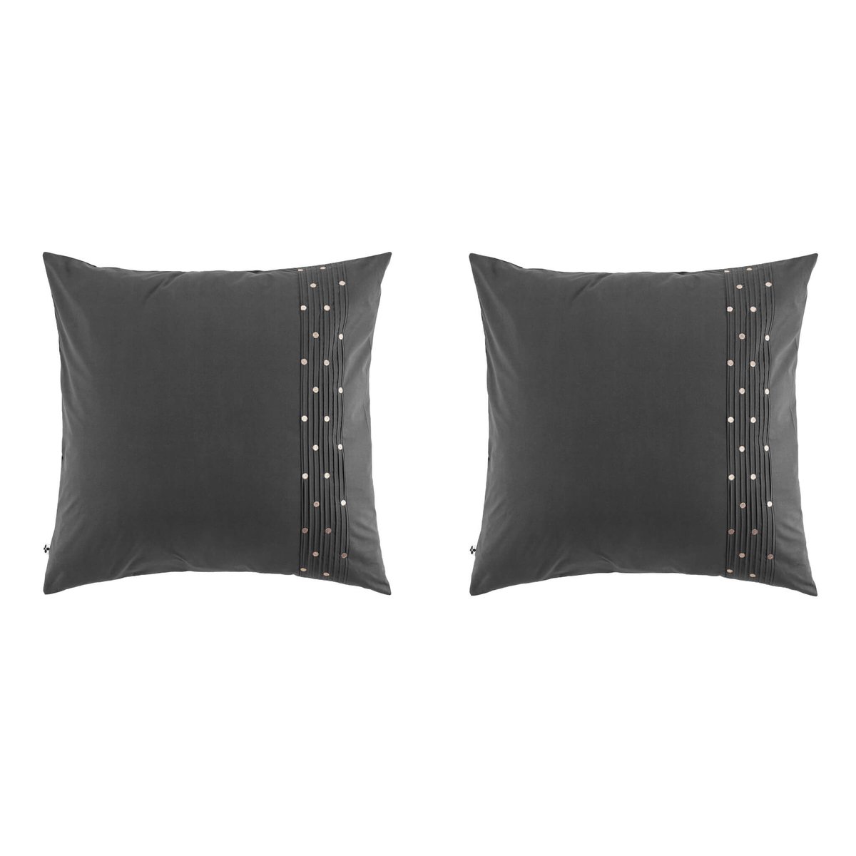 Taie d'oreiller brodée (lot de 2) anthracite, TERRE DE NUIT
