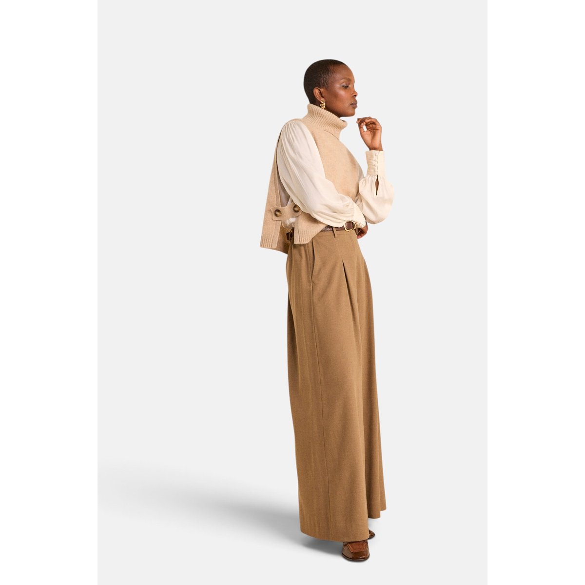 Cape sans manches en laine taupe clair REINE taupe clair, Maison 123