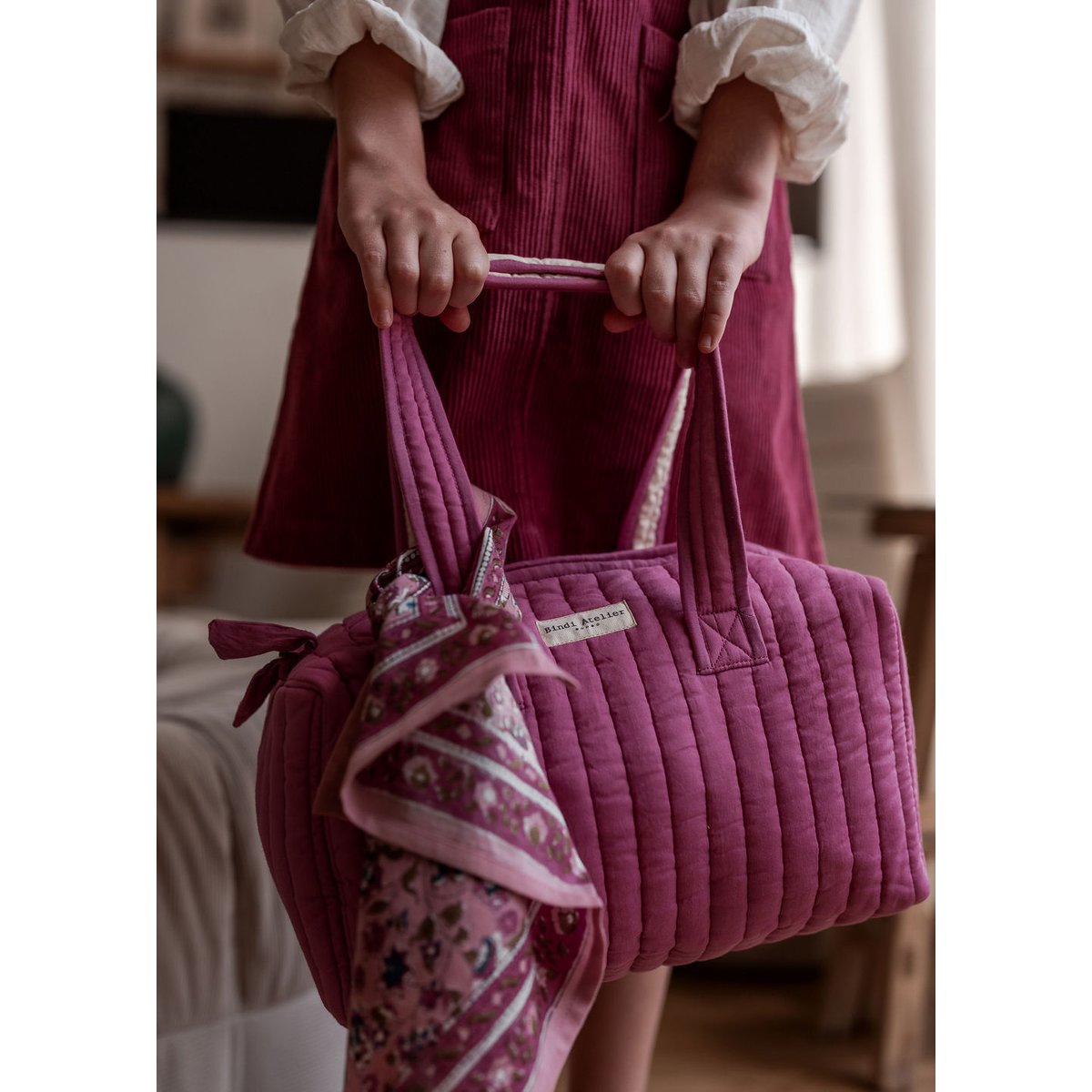 Sac vanity Pivoine rose pivoine, BINDI ATELIER