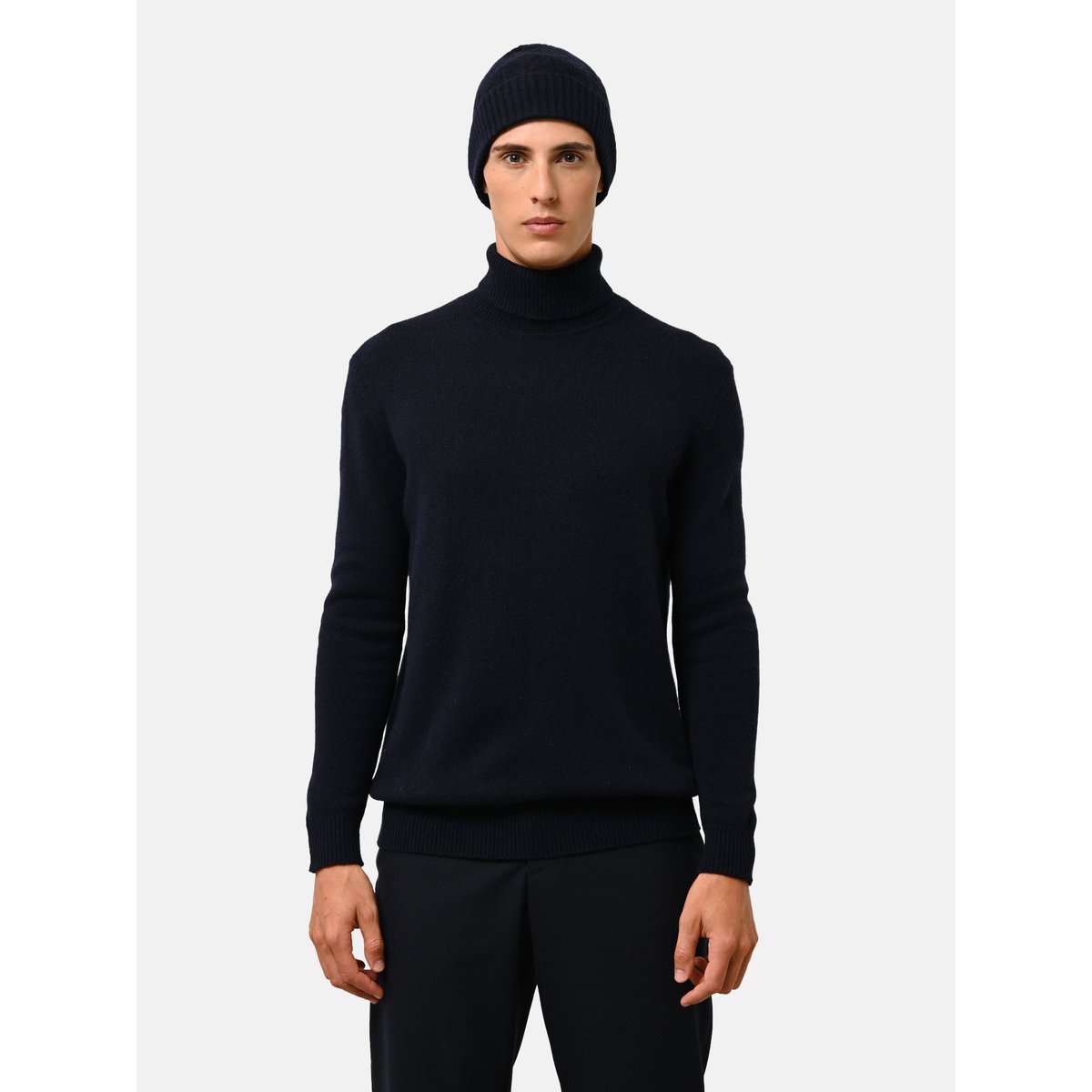 Pull Col Roulé 4 Fils Navy Sacha bleu foncé, JUST CASHMERE