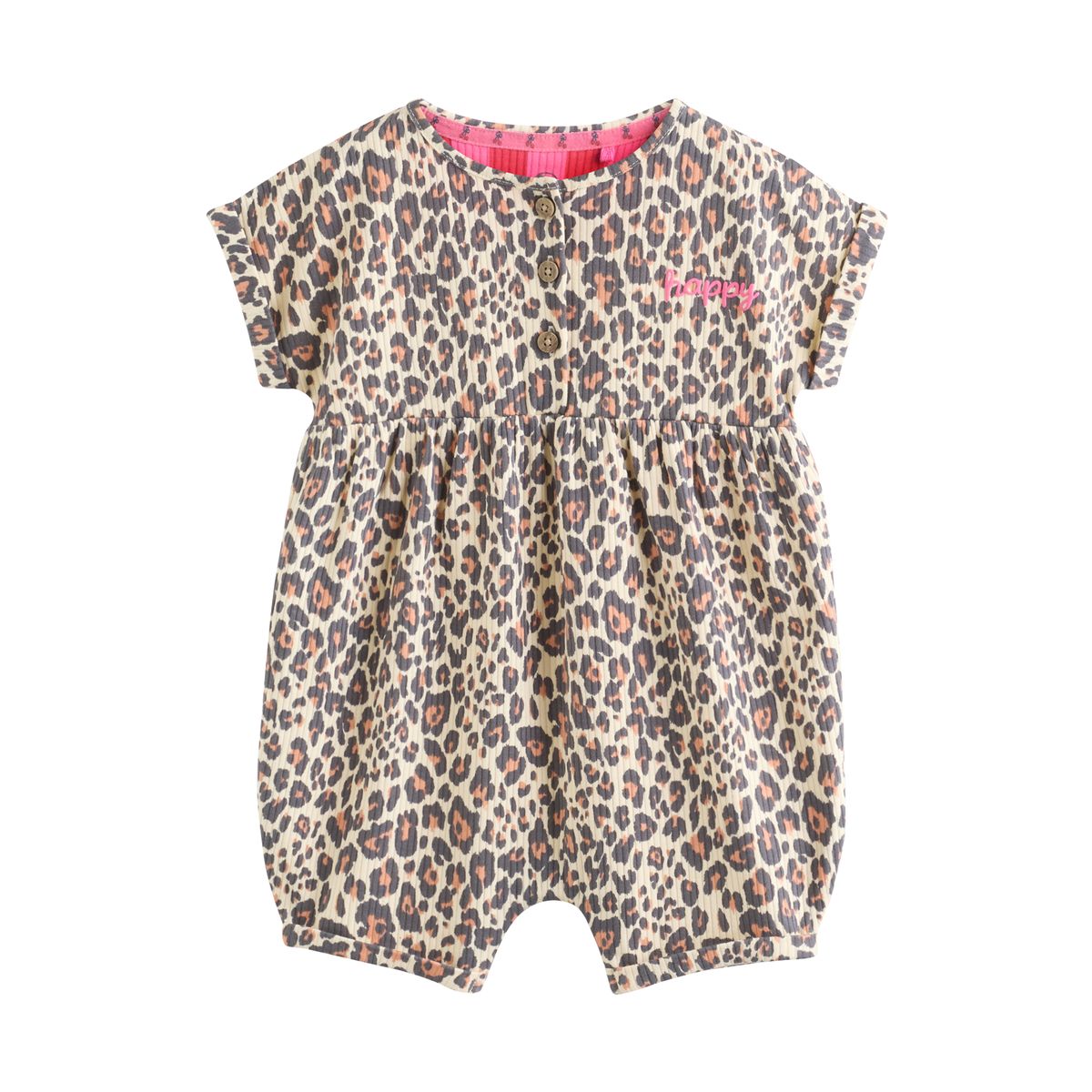 Combinaison bébé en jersey, lot de 3 bouton rose et imprimé léopard, NEXT
