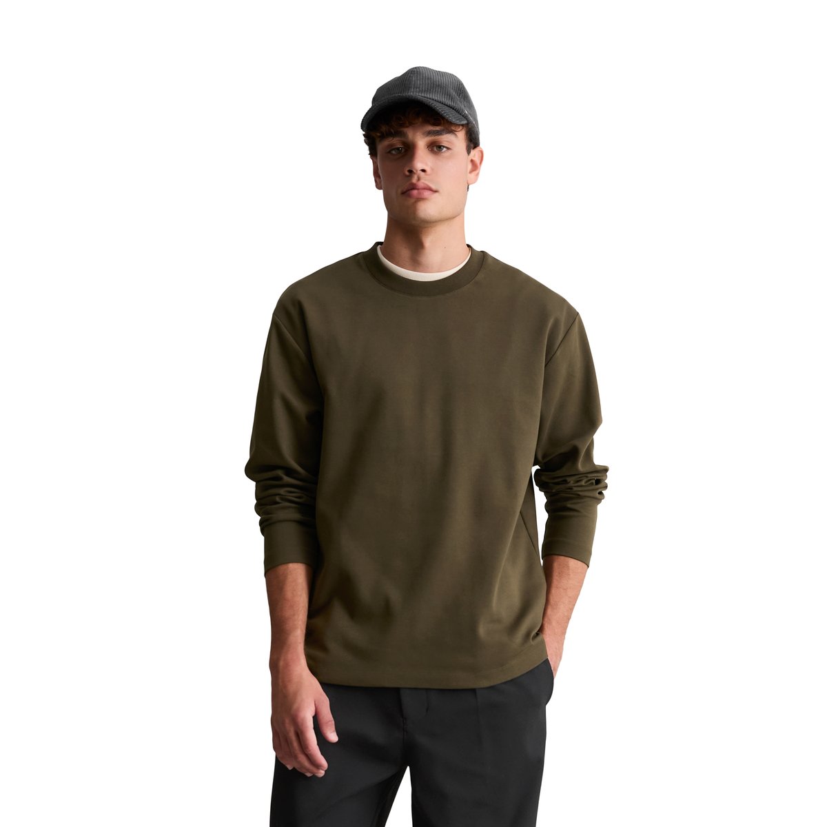 T-shirt à manches longues ample, épais en coton bio marron, MARC O’POLO DENIM