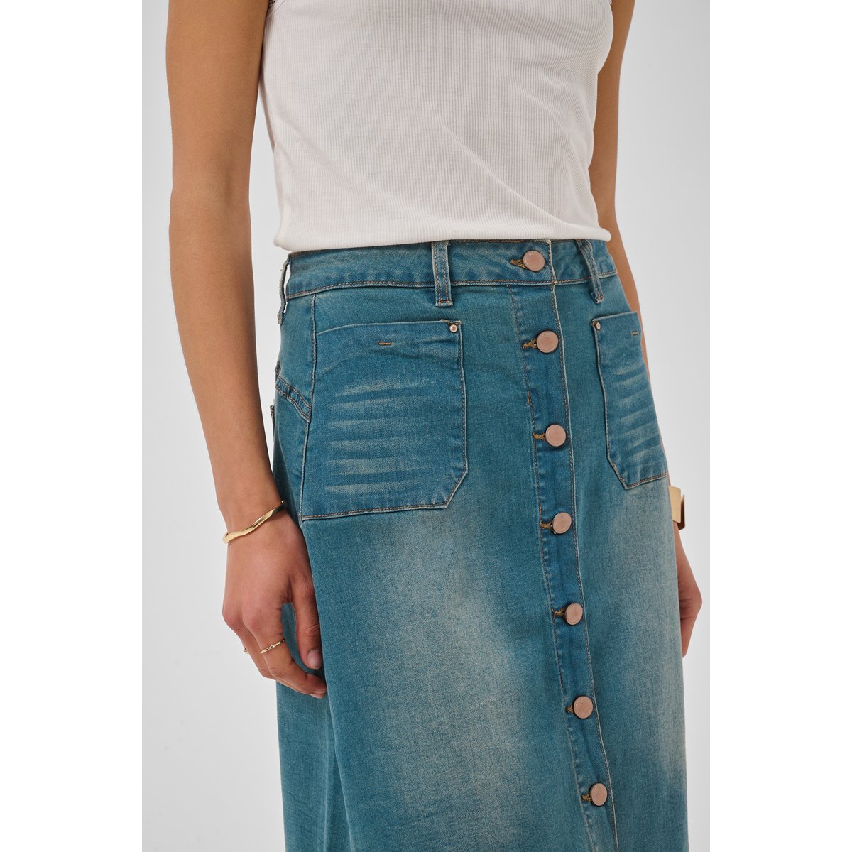 Denim skirt bleu light blue denim, CREAM