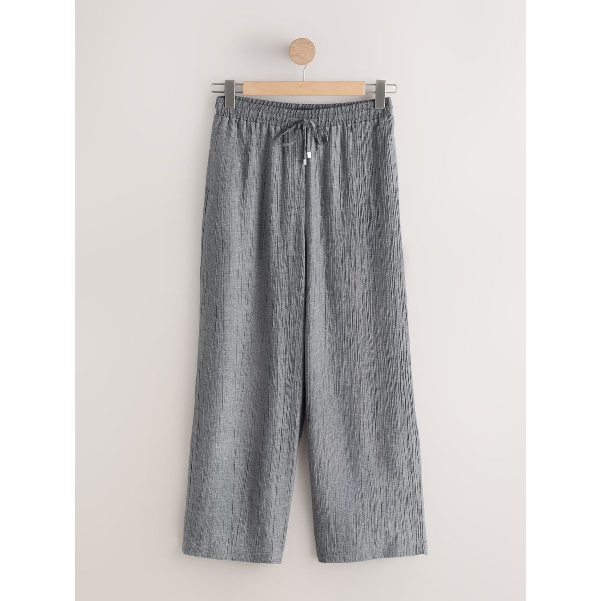 Pantalon large à nouer en laine mélangée gris, NEXT