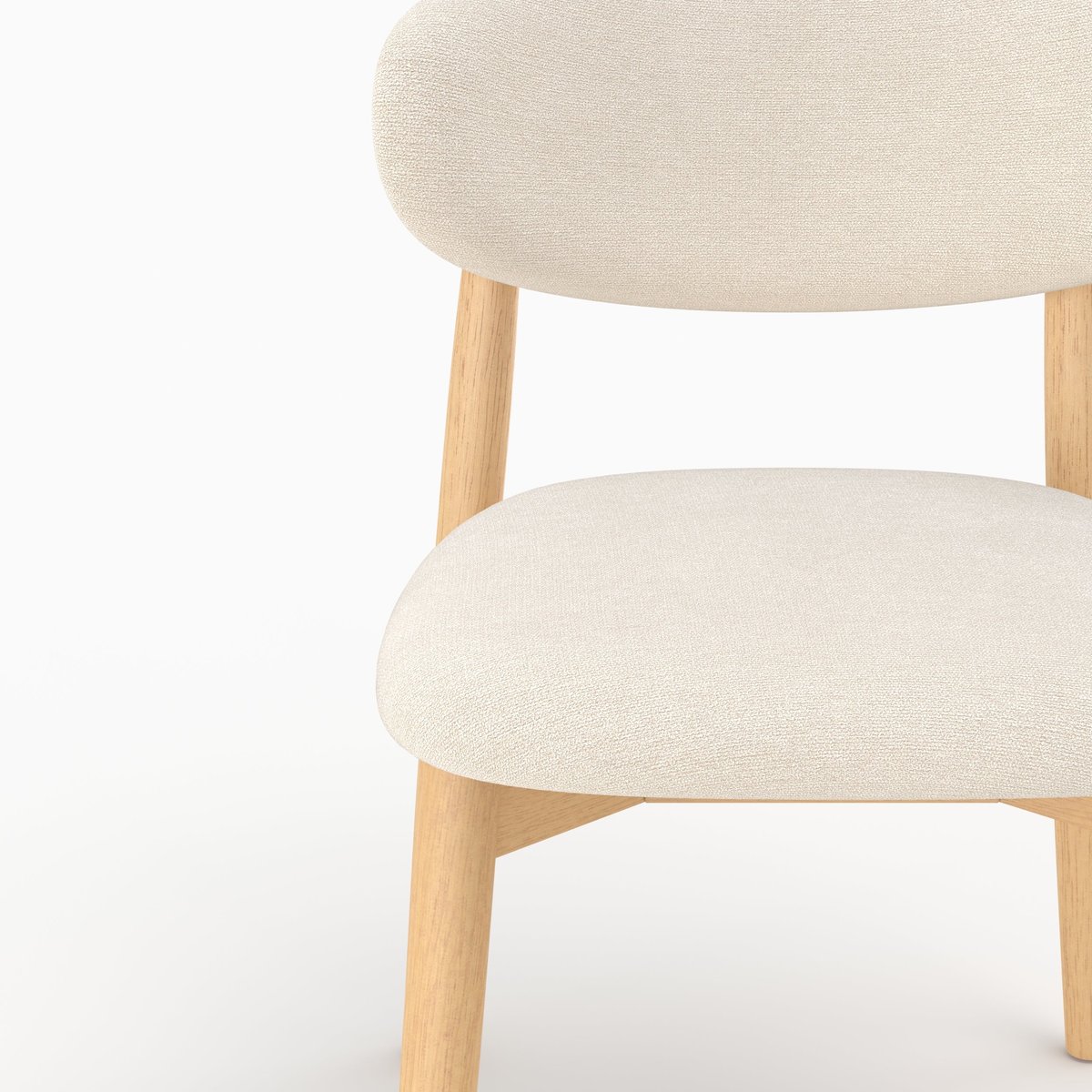 Lot de 2 chaises en tissu et bois d'hévéa - YUNA beige, MAISON PAVANE