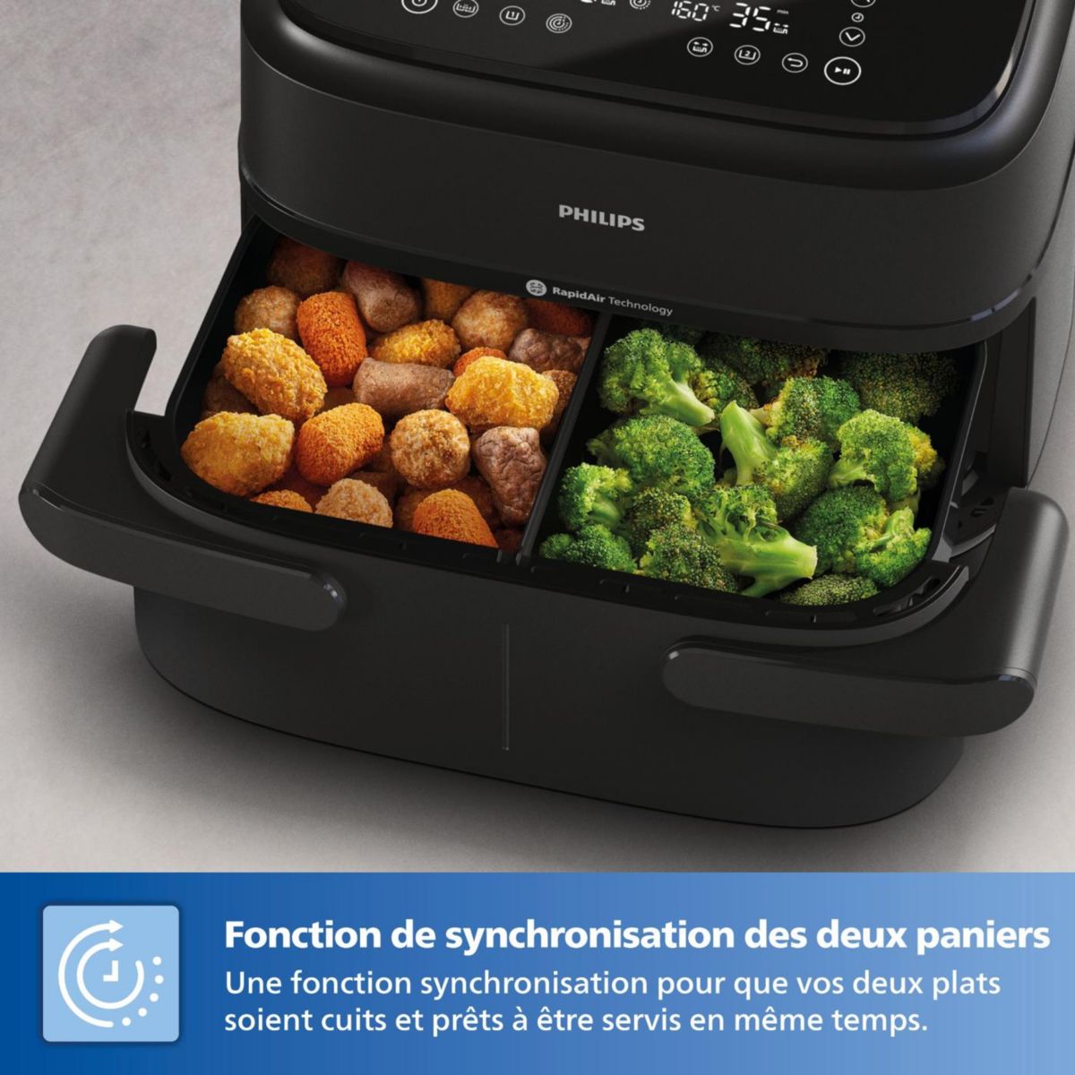 Airfryer NA150/00 friteuse sans huile panier flexible avec séparateur amovible, Série 1000 7.1L couleur unique, PHILIPS