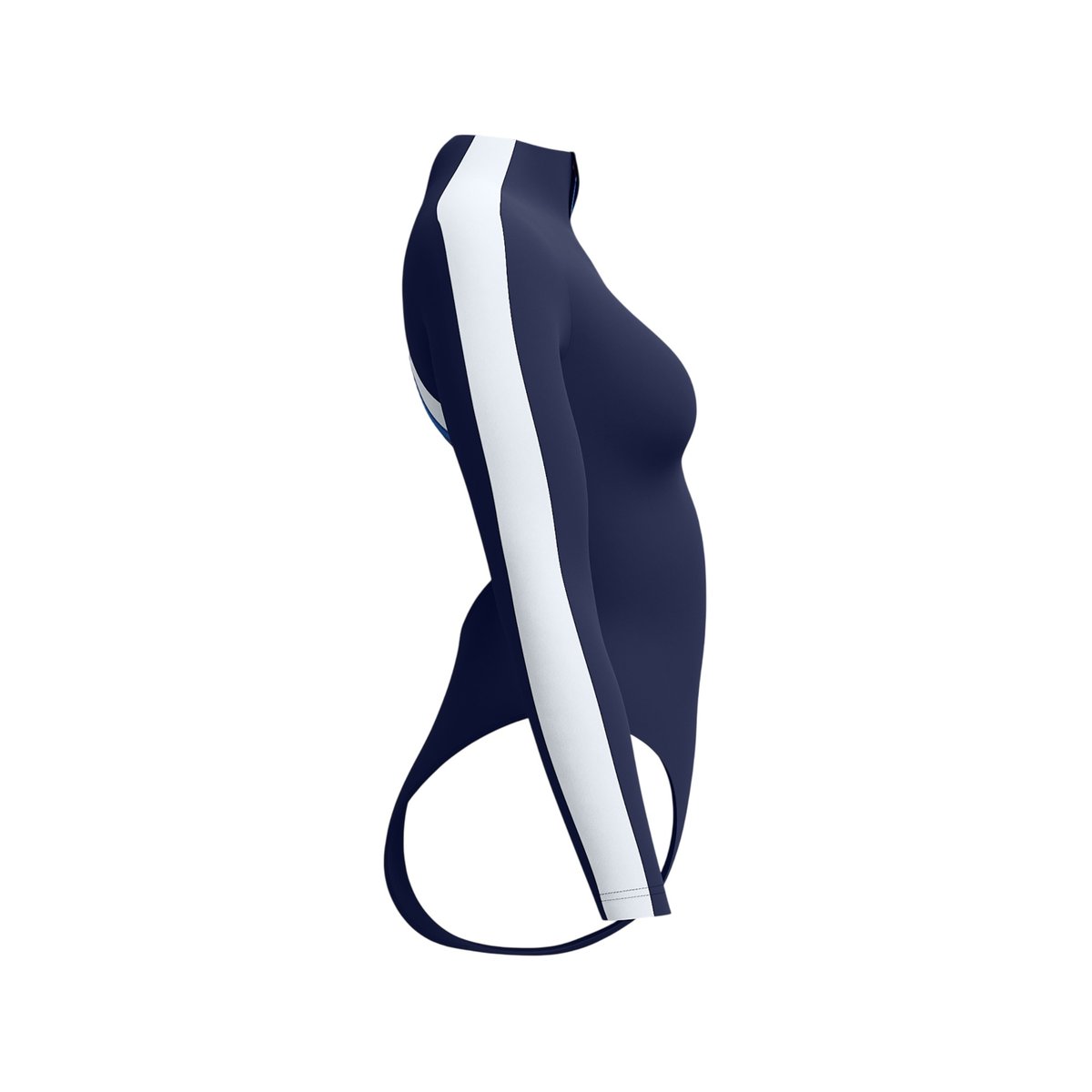 Maillot de bain 1 pièce à manches longues et col montant zippé bleu marine / rouge, SPEEDO