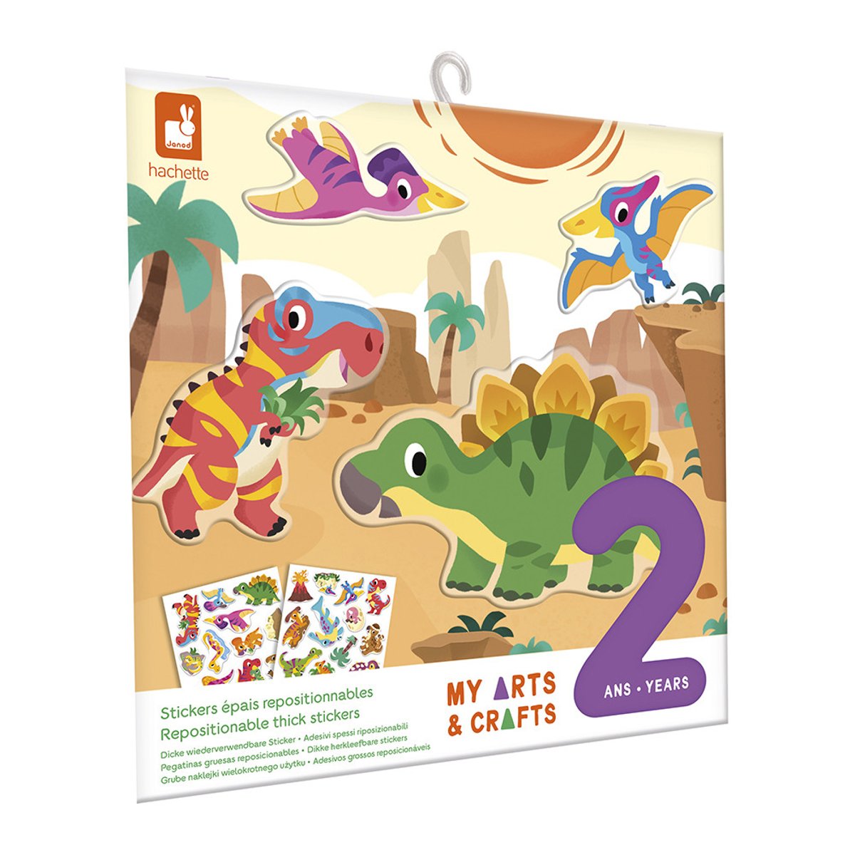 Stickers Repositionnables 2 Ans, Dinos couleur unique, JANOD