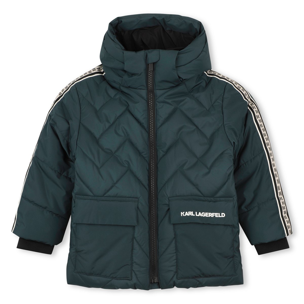 Doudoune à capuche bottle green, KARL LAGERFELD KIDS