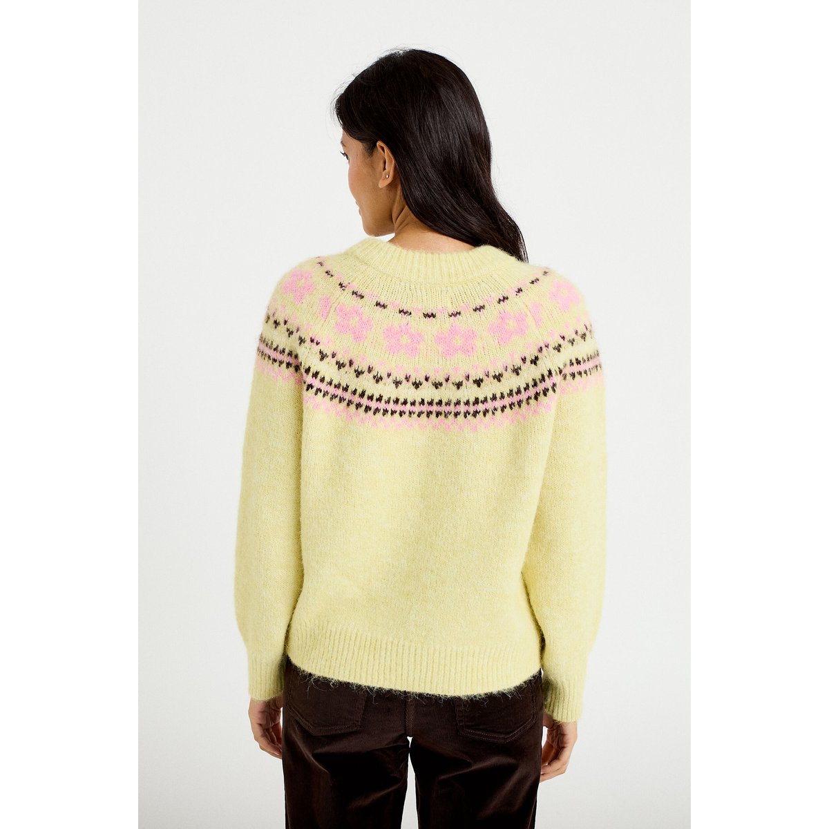 Pull col rond manches longues jaune clair, CACHE CACHE