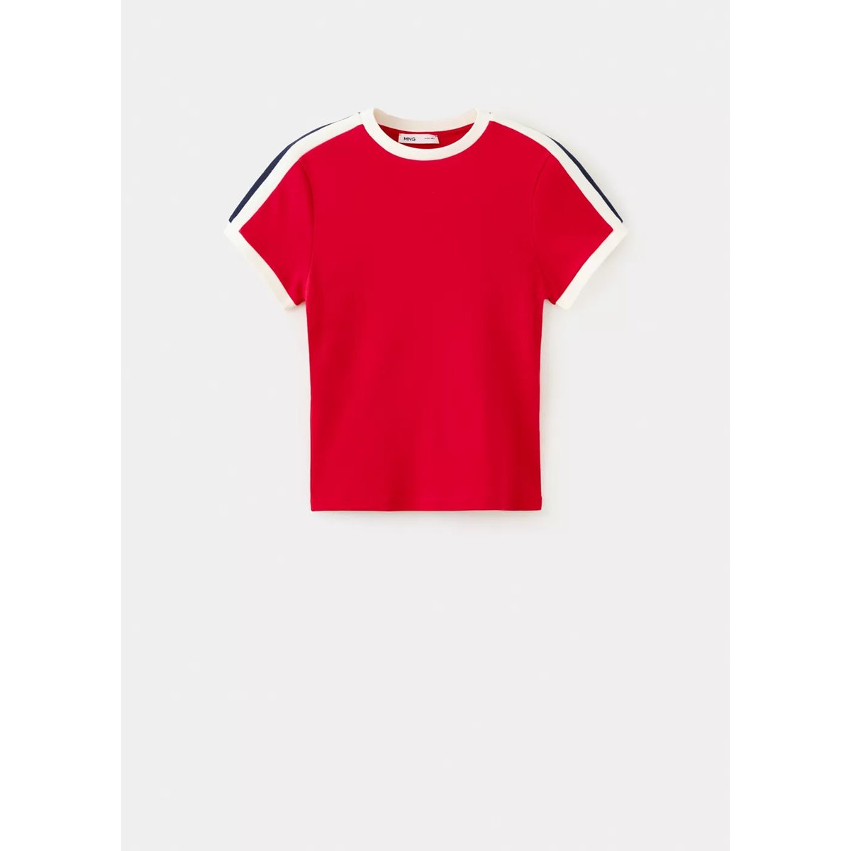 T-shirt détails contrastants rouge, MANGO