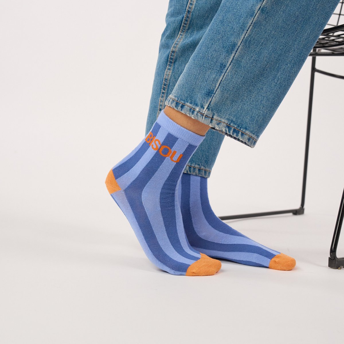 Chaussettes en coton peigné A MESSAGE bleu, BILLYBELT