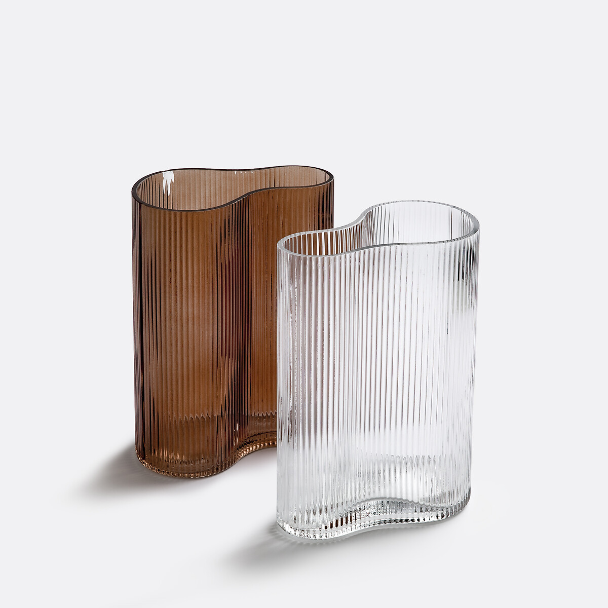 Vase en verre fumé strié H21 cm, Anija ambre, LA REDOUTE INTERIEURS